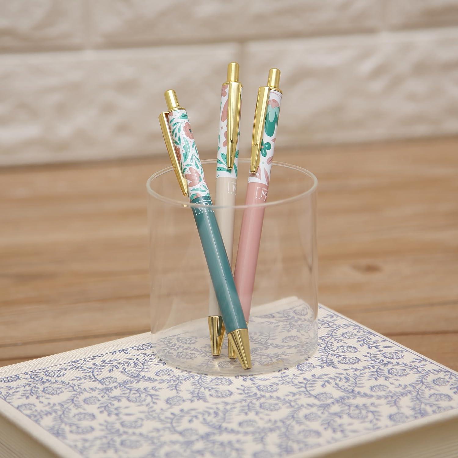 Conjunto de bolígrafos florales de lujo Mr. Pen - 3 piezas tinta negra