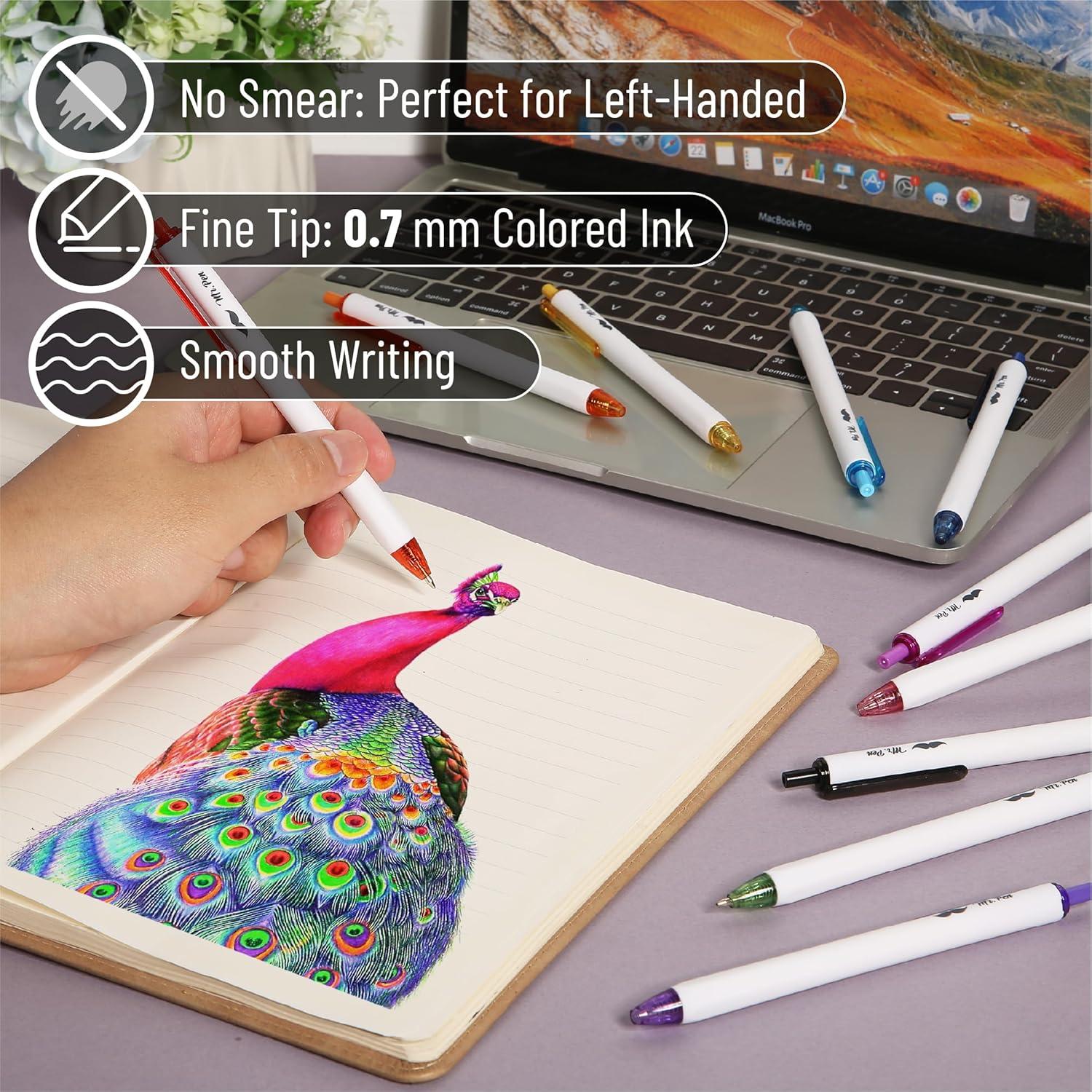 Bolígrafos de Gel Retráctiles Mr. Pen 0.7mm Arcoíris 10 Pzs