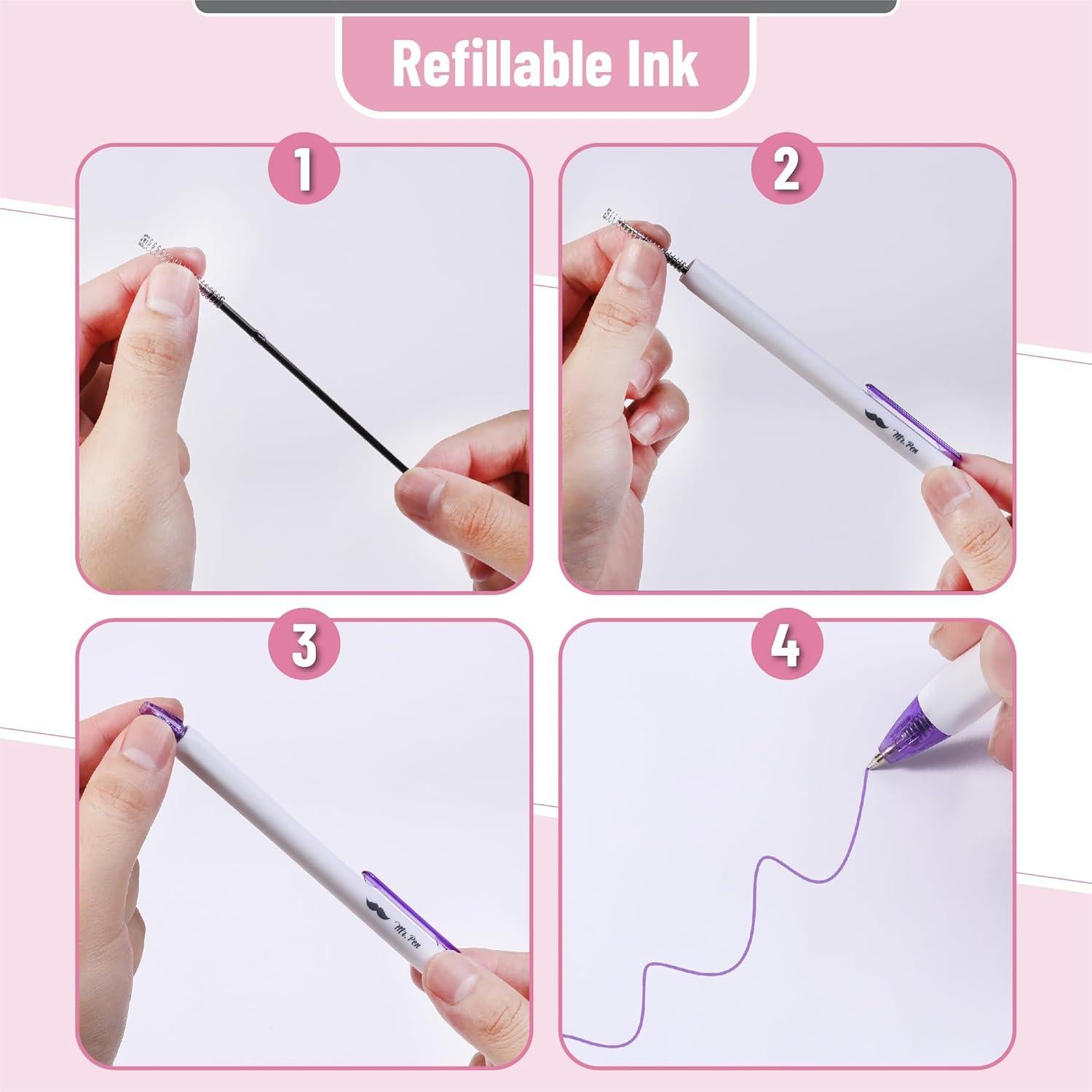 Bolígrafos de Gel Retráctiles Mr. Pen 0.7mm Arcoíris 10 Pzs