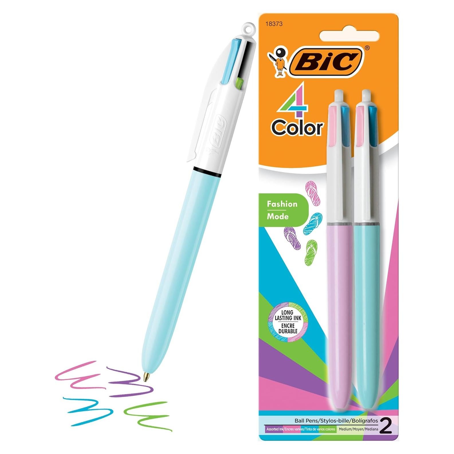 Bolígrafo Retráctil BIC 4 Colores Moda Paquete de 2