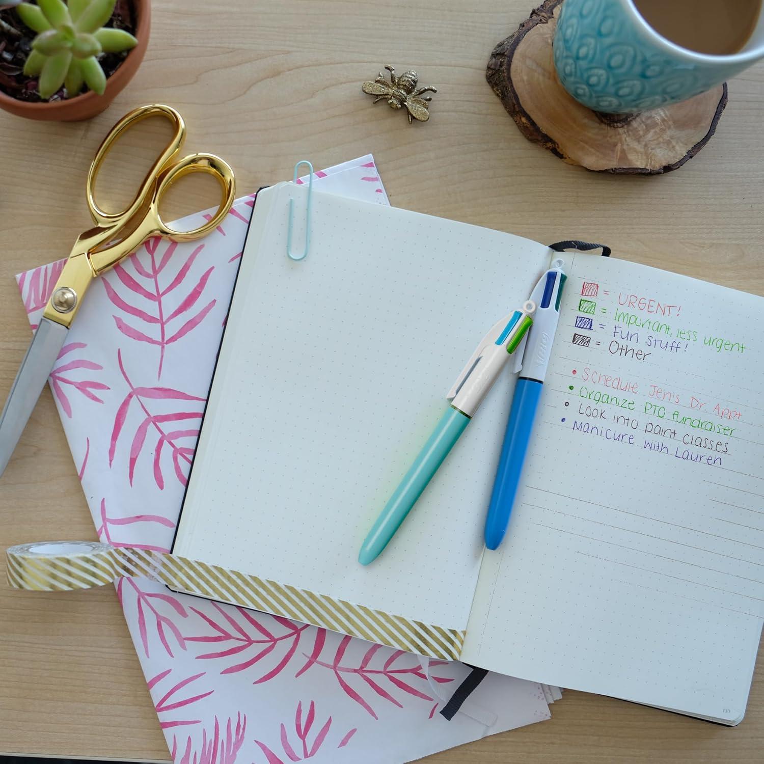 Bolígrafo Retráctil BIC 4 Colores Moda Paquete de 2