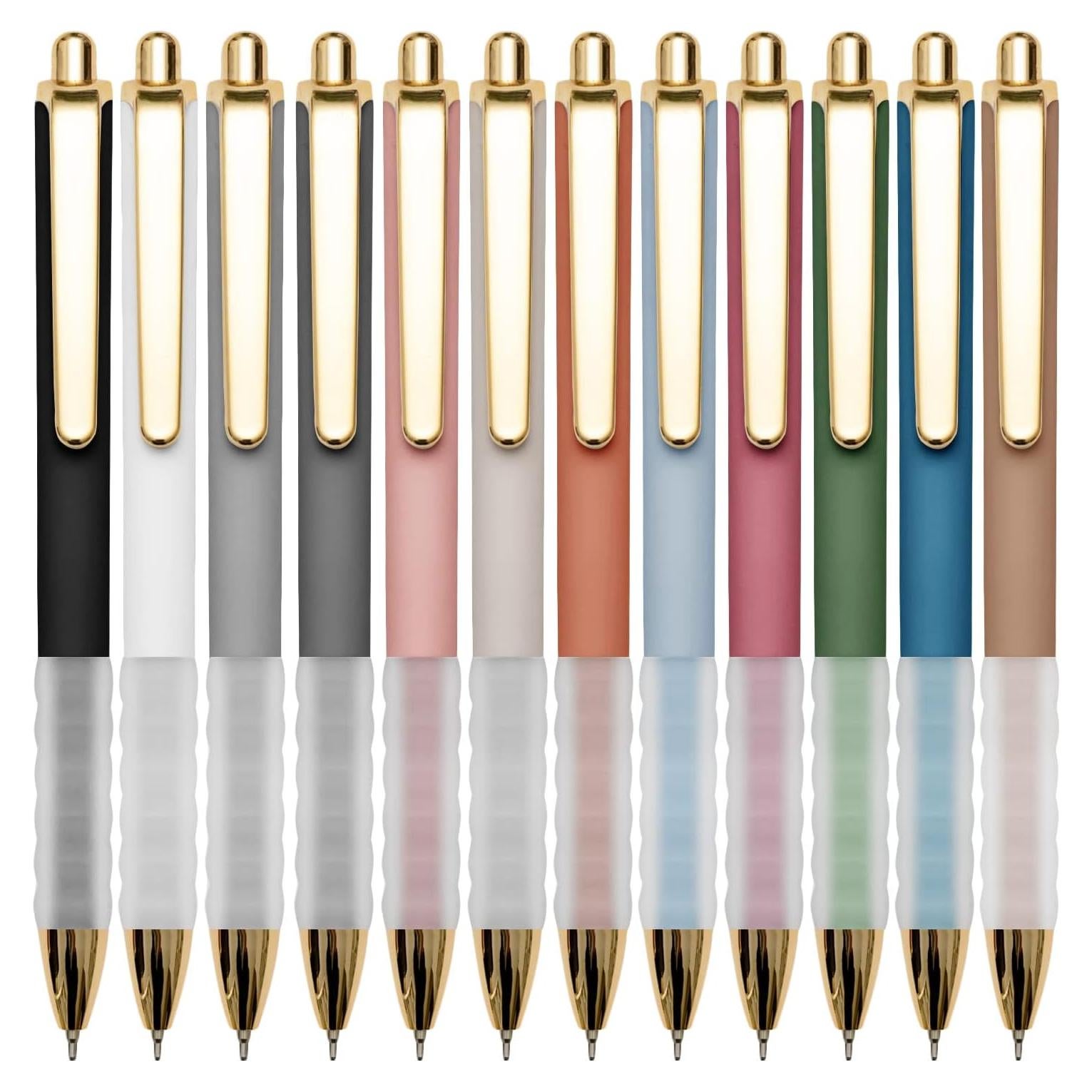 Bolígrafos Linbsunne Retráctiles Negros Punta Media 1mm - 12 Unidades