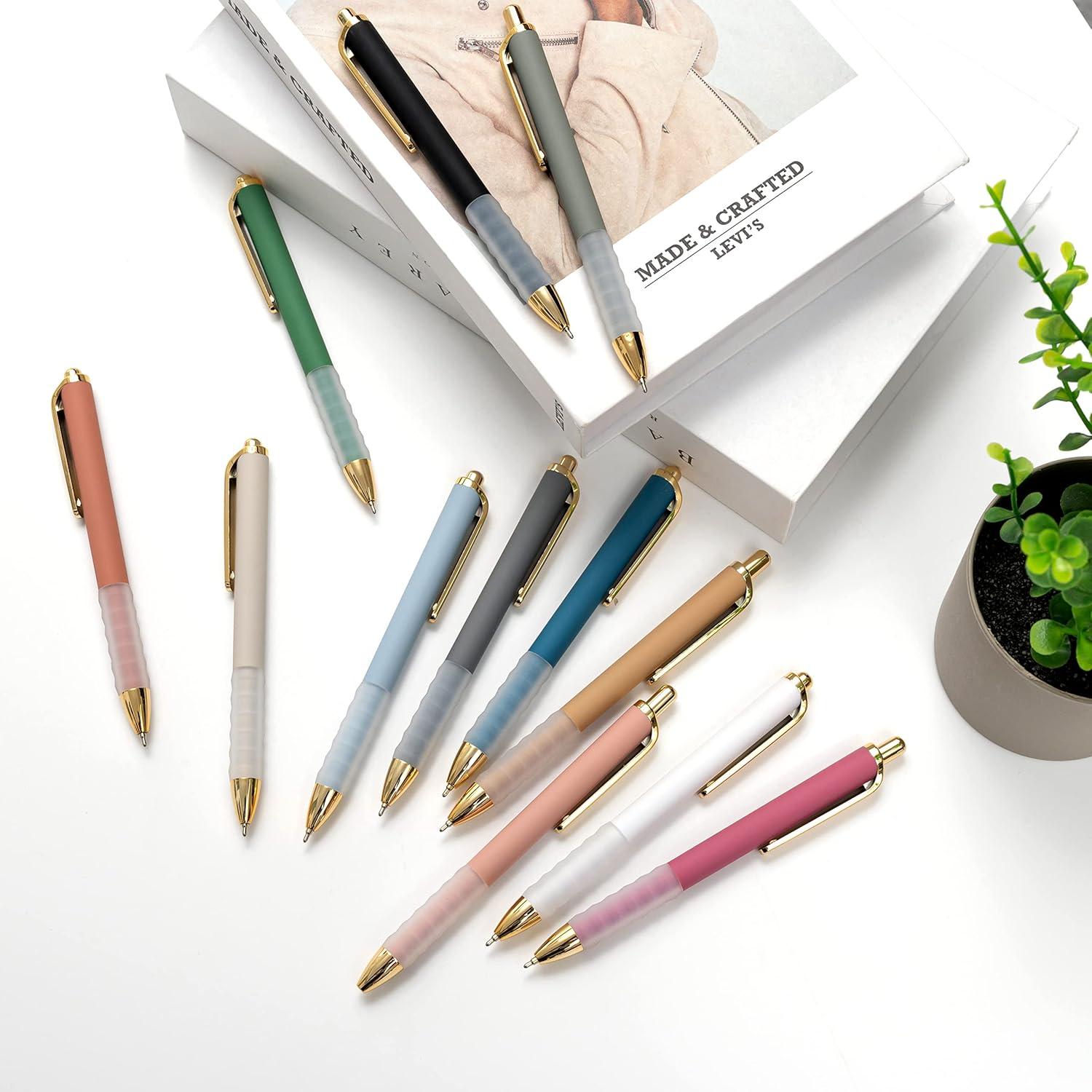 Bolígrafos Linbsunne Retráctiles Negros Punta Media 1mm - 12 Unidades