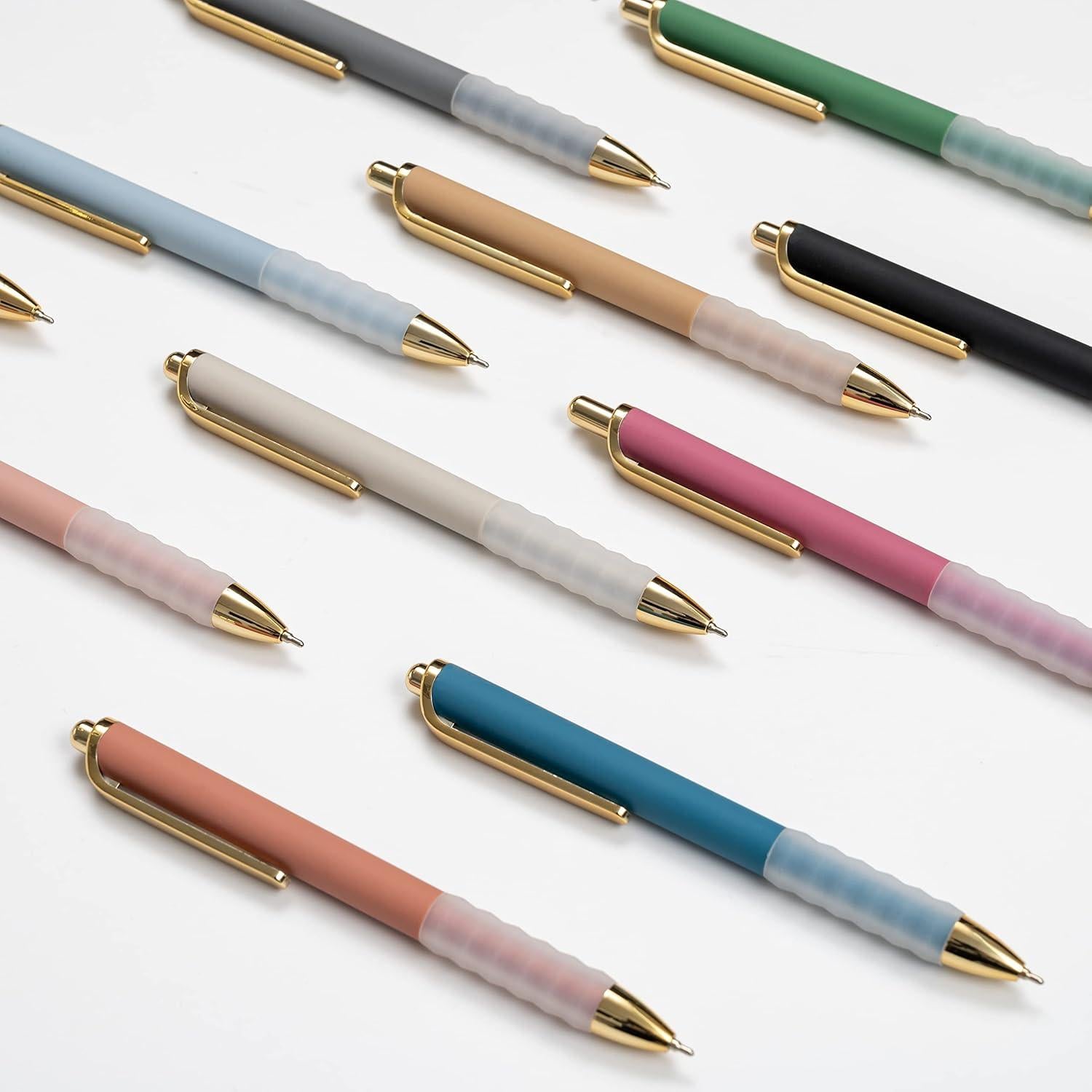 Bolígrafos Linbsunne Retráctiles Negros Punta Media 1mm - 12 Unidades