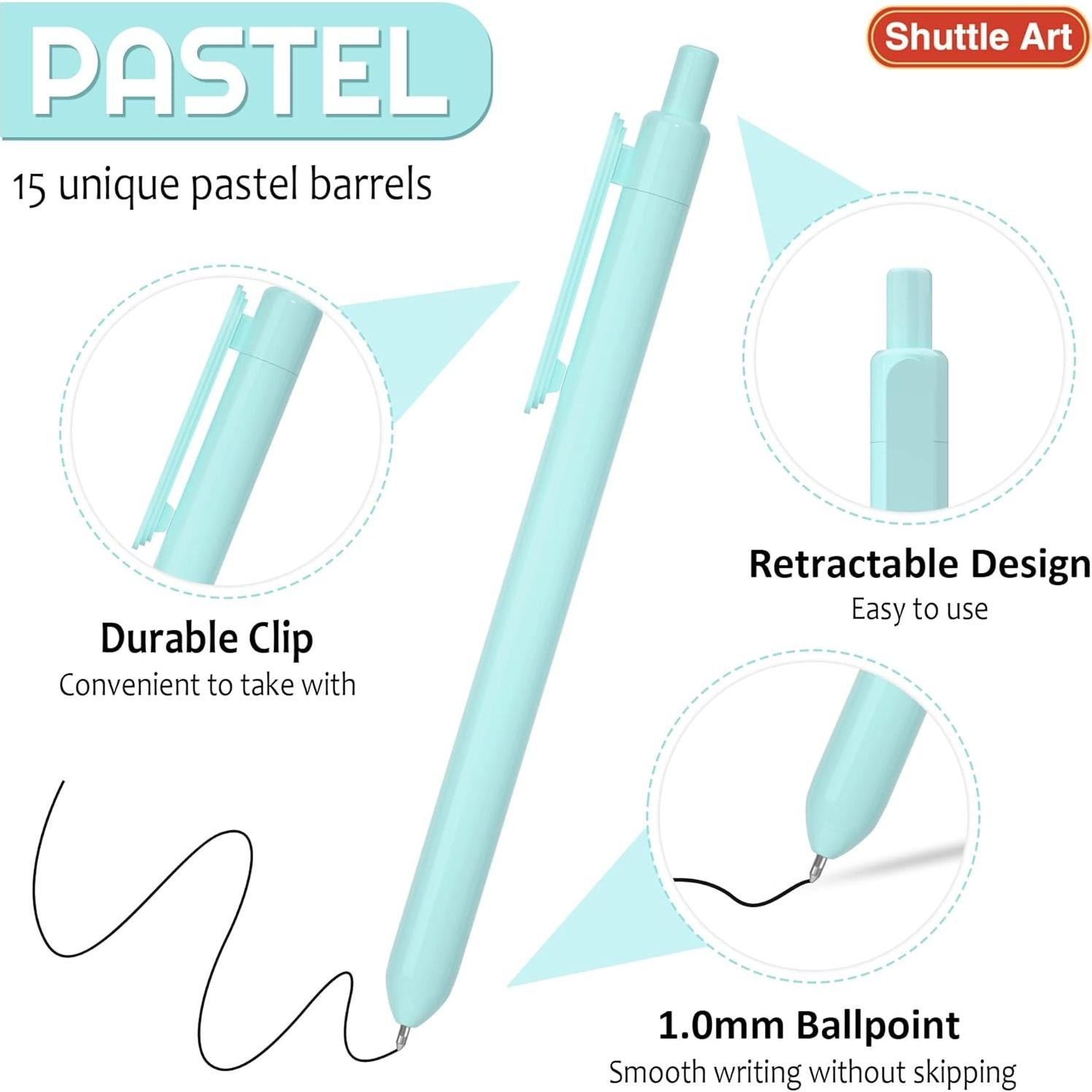 Bolígrafos de Punta de Bola Shuttle Art, 15 Unidades Tinta Negra