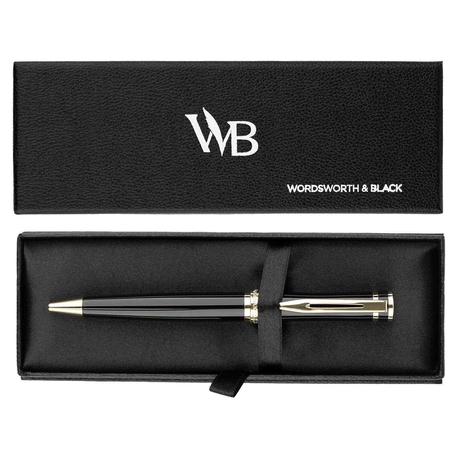 Bolígrafos de lujo Wordsworth y Black - Laca negra y oro 24K