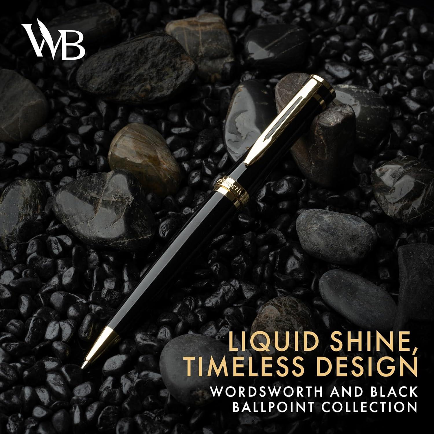 Bolígrafos de lujo Wordsworth y Black - Laca negra y oro 24K