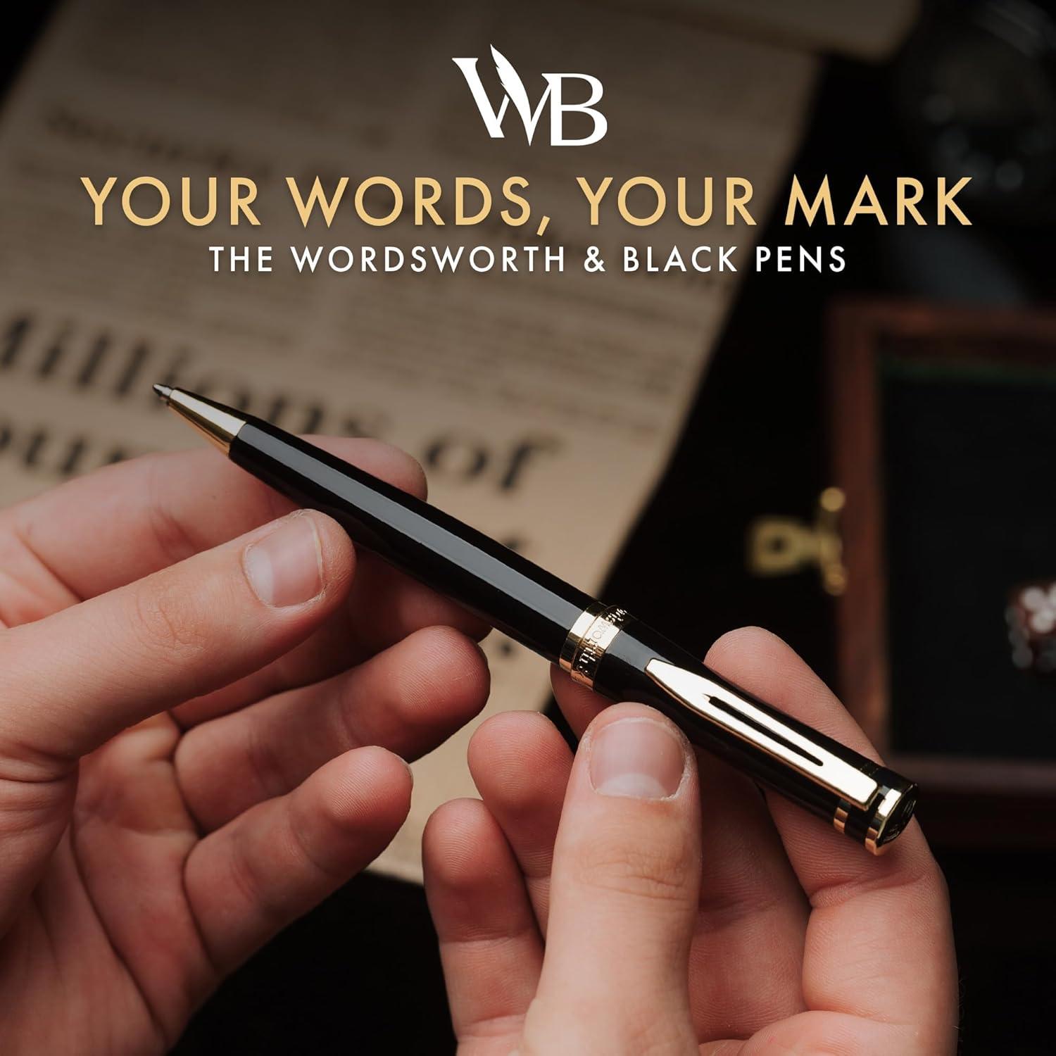 Bolígrafos de lujo Wordsworth y Black - Laca negra y oro 24K
