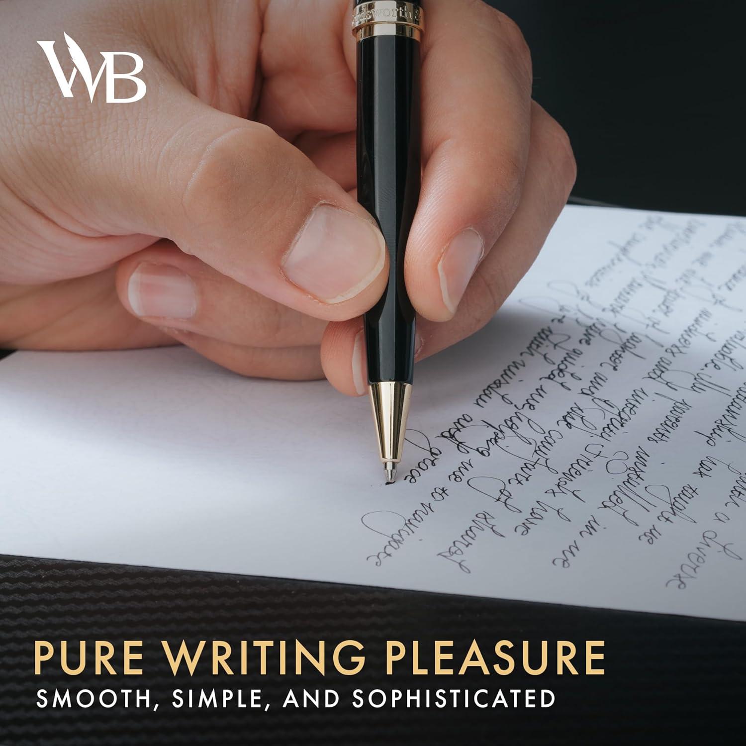 Bolígrafos de lujo Wordsworth y Black - Laca negra y oro 24K