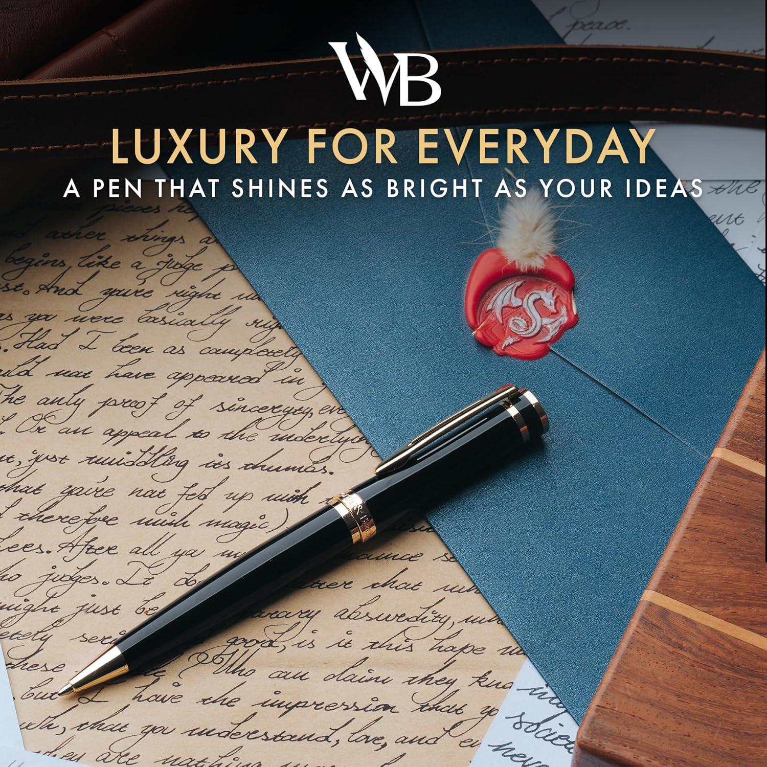 Bolígrafos de lujo Wordsworth y Black - Laca negra y oro 24K