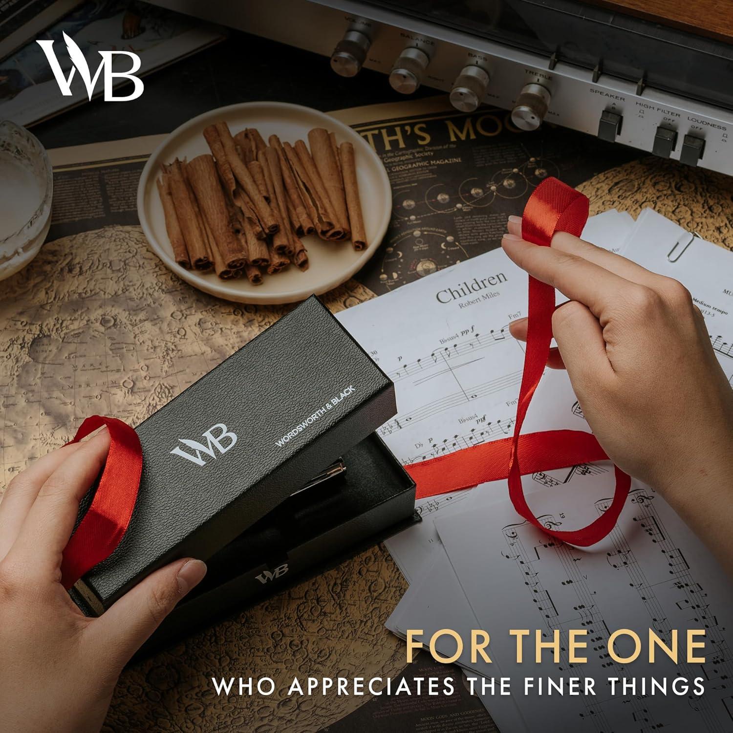 Bolígrafos de lujo Wordsworth y Black - Laca negra y oro 24K