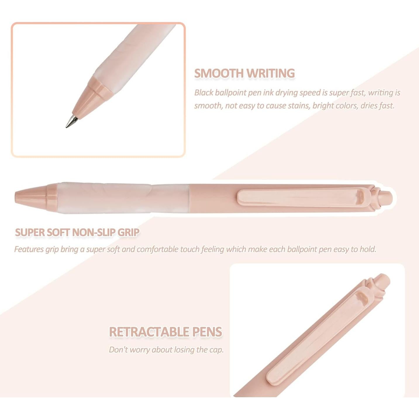 Bolígrafos Retráctiles Linbsunne 1mm Negro Paquete de 6