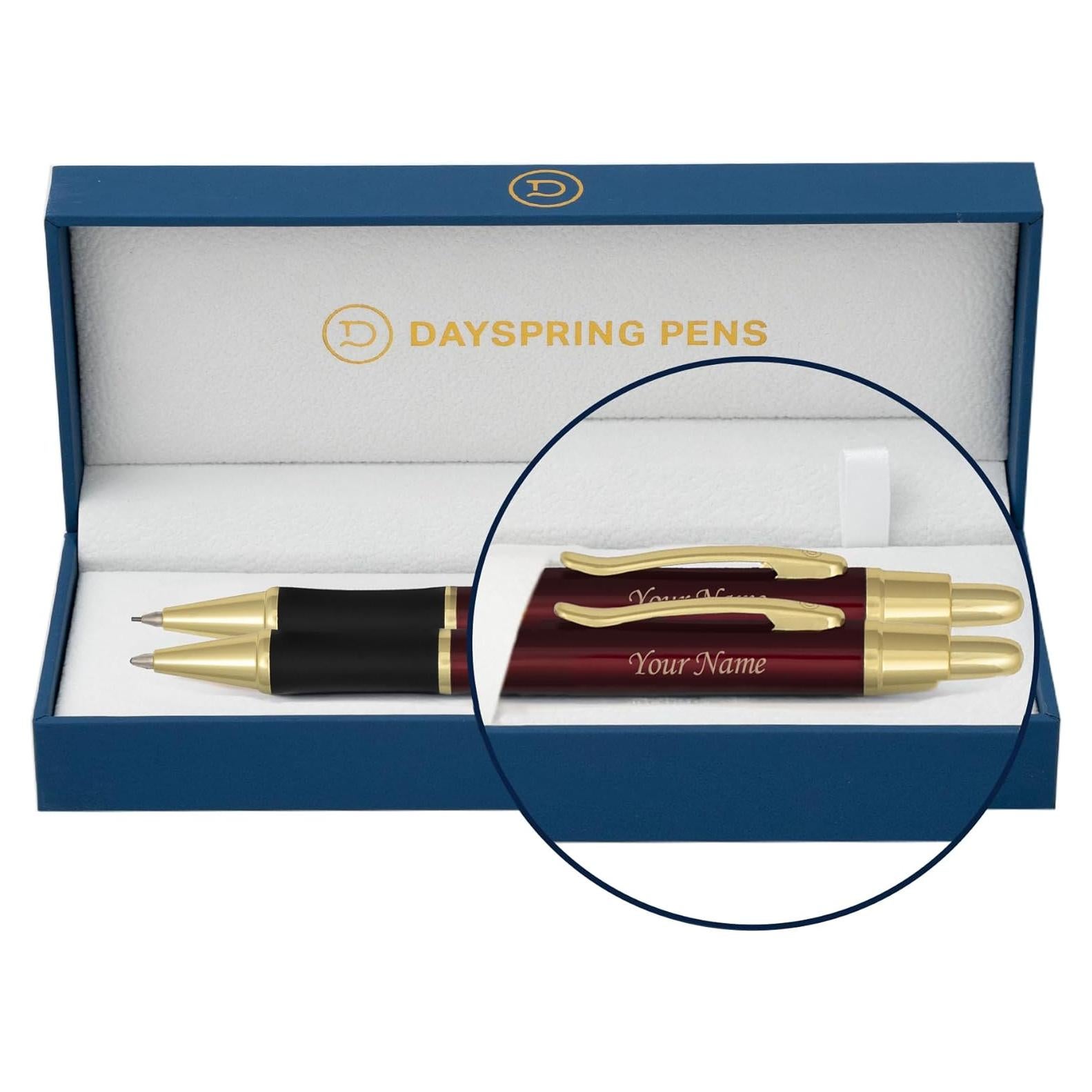 Conjunto de Bolígrafo y Lápiz Grabado Dayspring Rojo