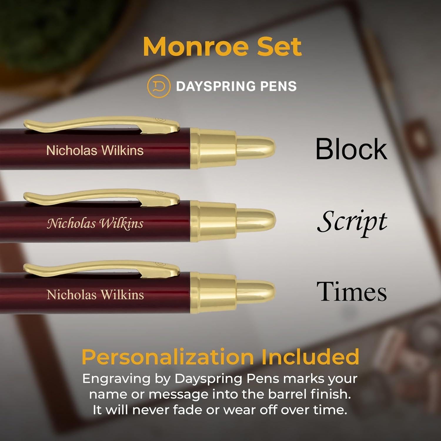 Conjunto de Bolígrafo y Lápiz Grabado Dayspring Rojo