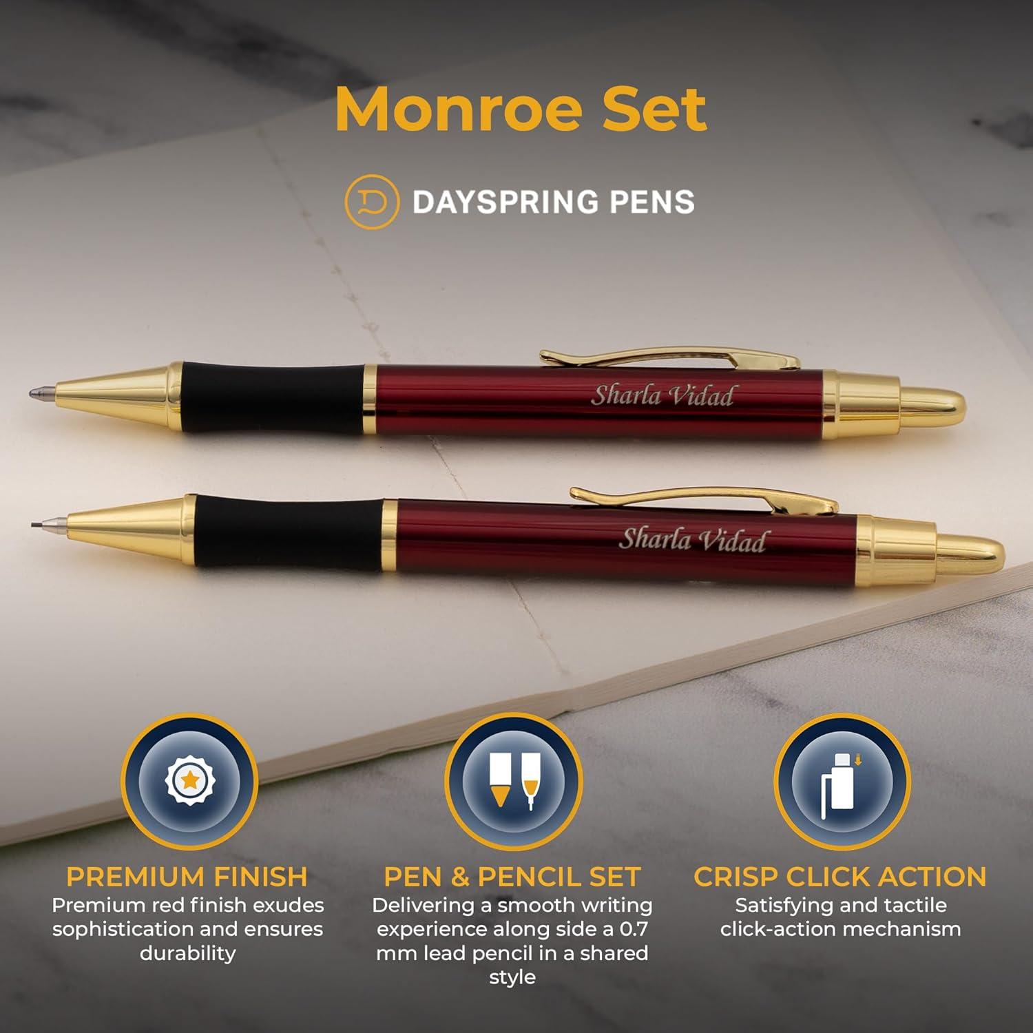 Conjunto de Bolígrafo y Lápiz Grabado Dayspring Rojo