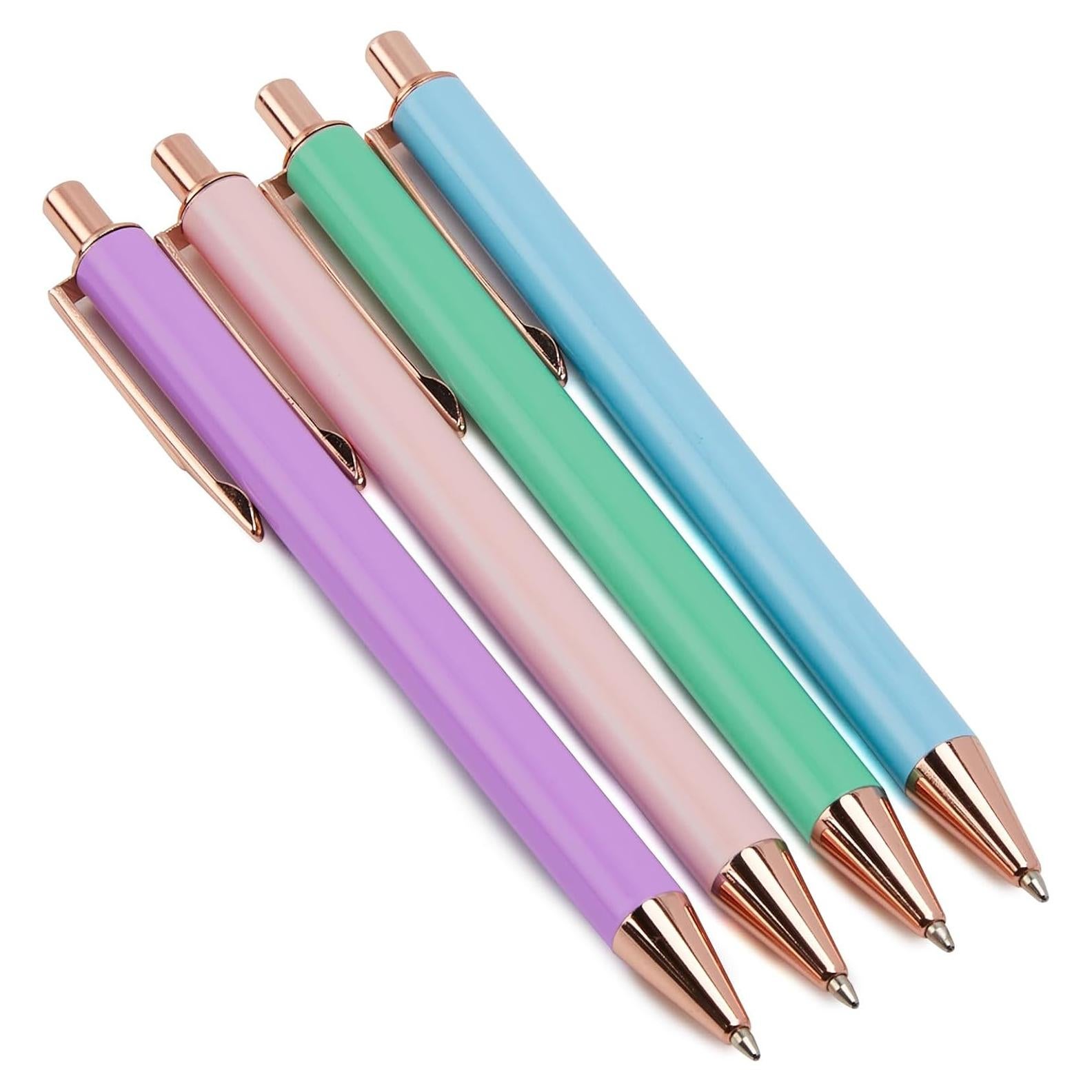 Bolígrafos de Lujo Sooetz, 4 Pcs, Acero Inoxidable, Tinta Negra 1.0mm