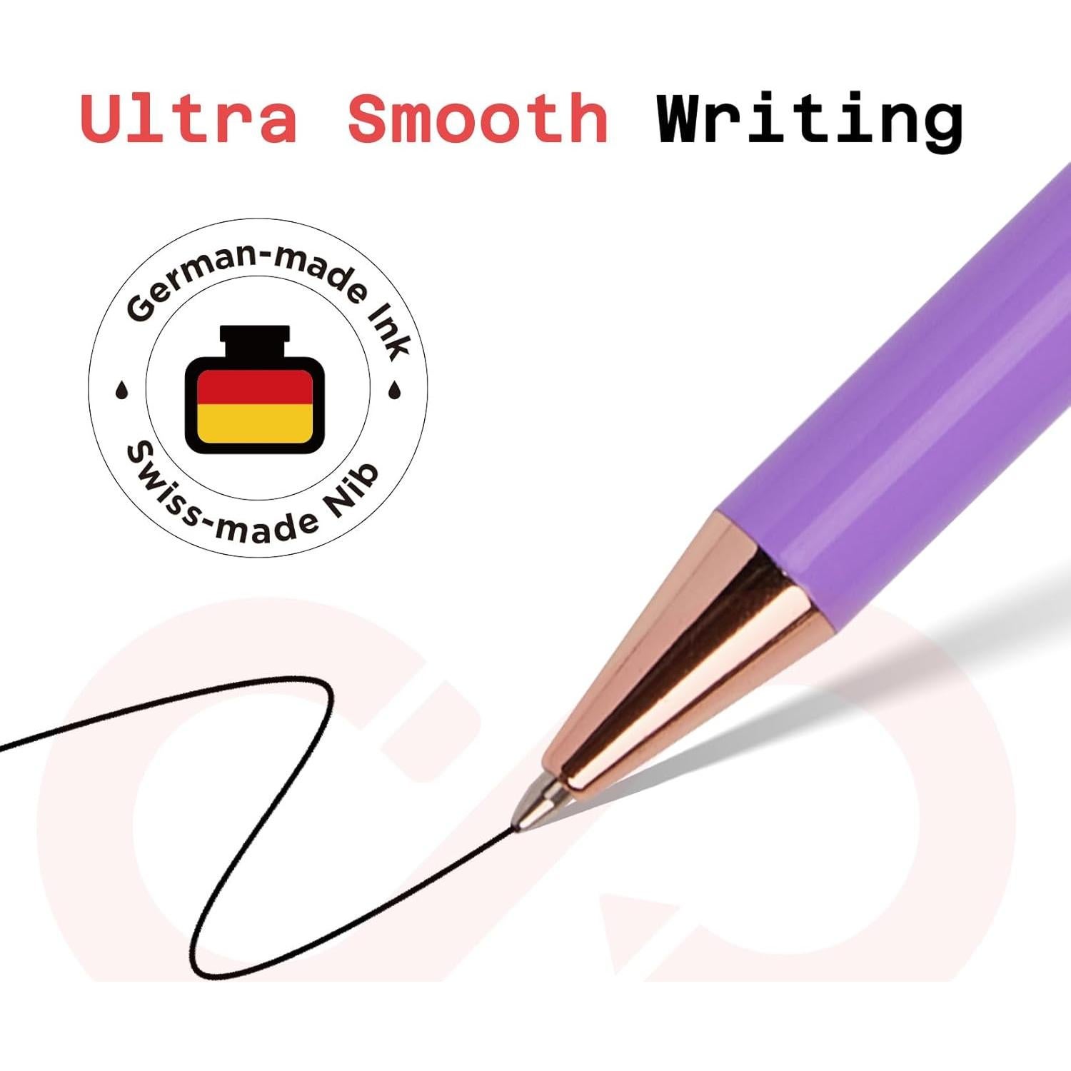 Bolígrafos de Lujo Sooetz, 4 Pcs, Acero Inoxidable, Tinta Negra 1.0mm