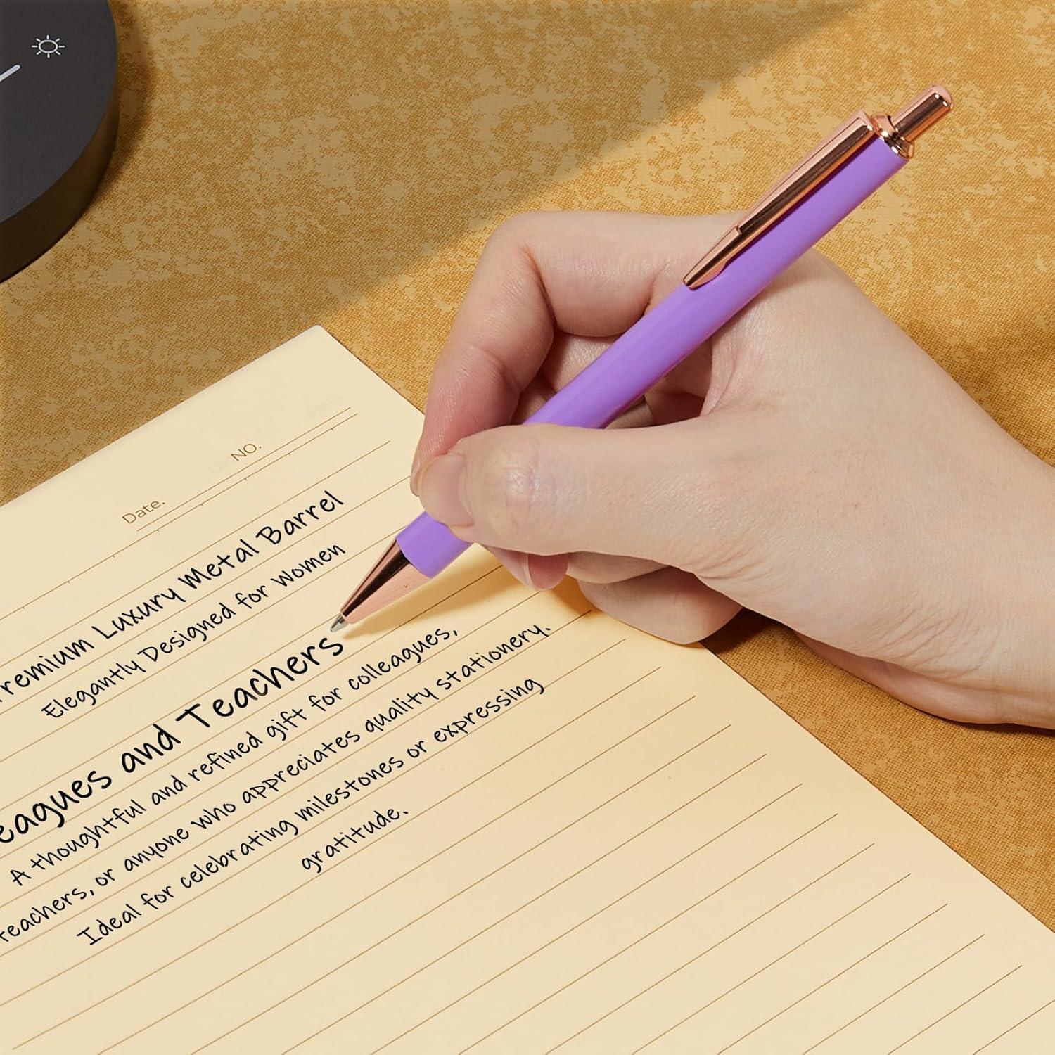 Bolígrafos de Lujo Sooetz, 4 Pcs, Acero Inoxidable, Tinta Negra 1.0mm