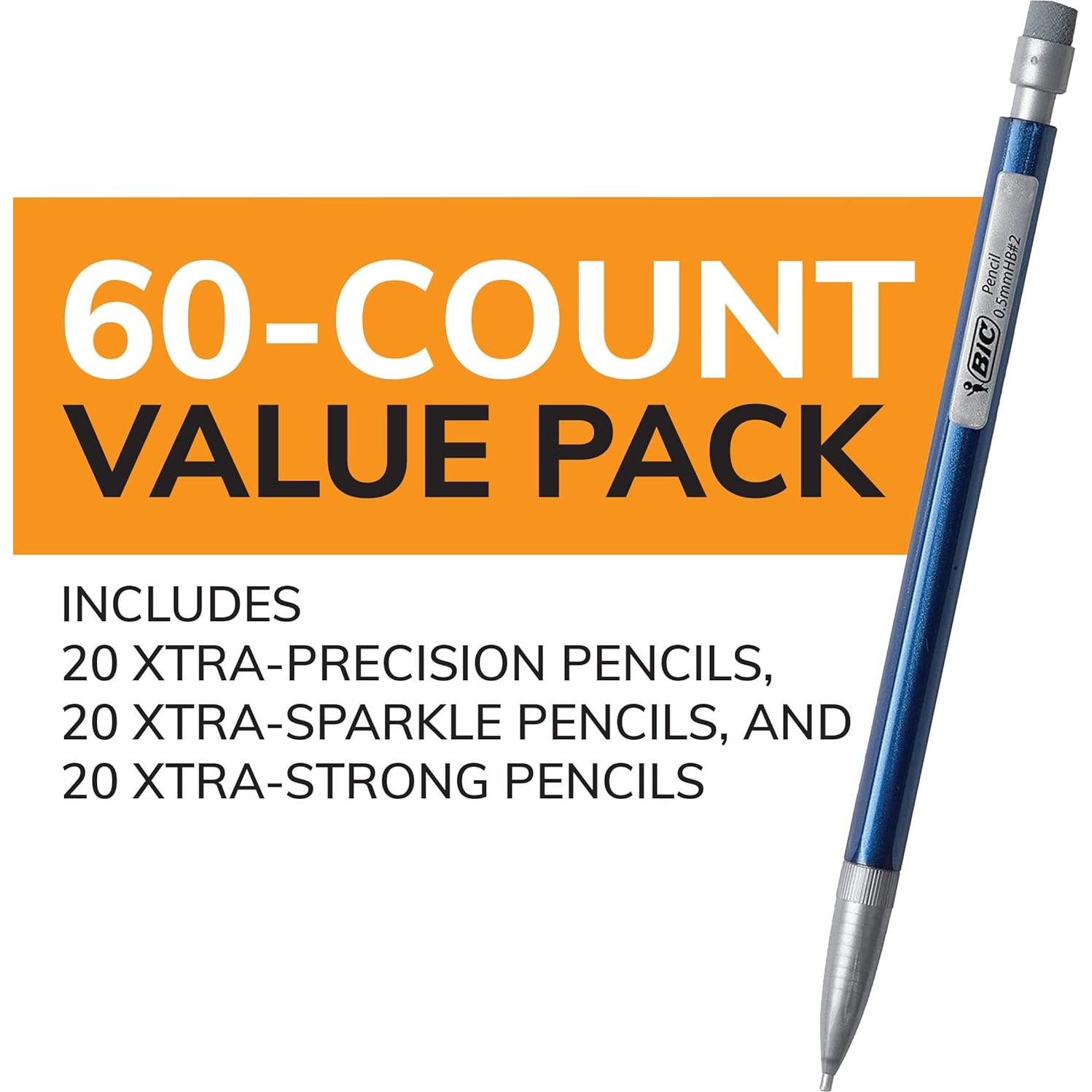 Paquete de 60 Lápices Mecánicos BIC 0.5mm, 0.7mm, 0.9mm