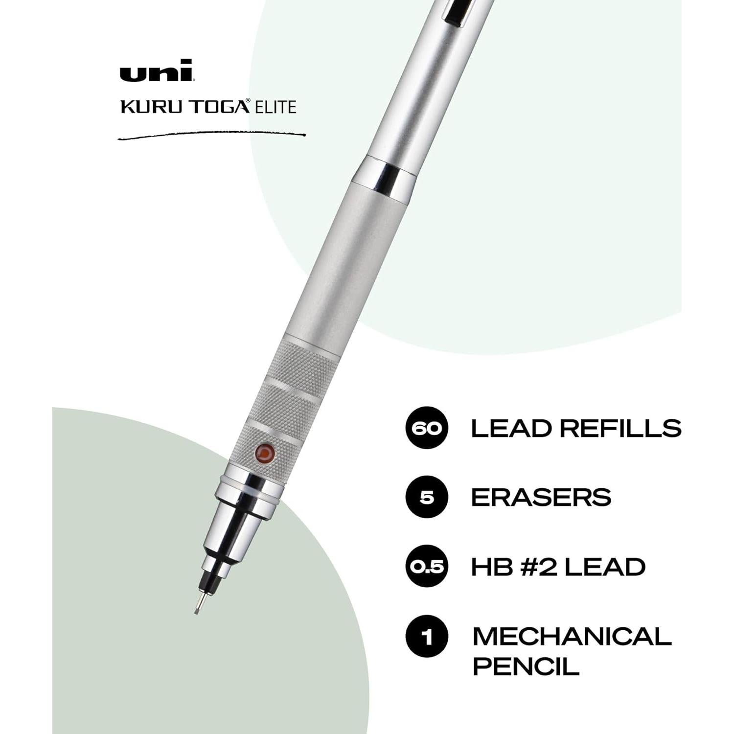 Lápiz Mecánico Uniball Kuru Toga Elite 0.5mm con 60 Recargas