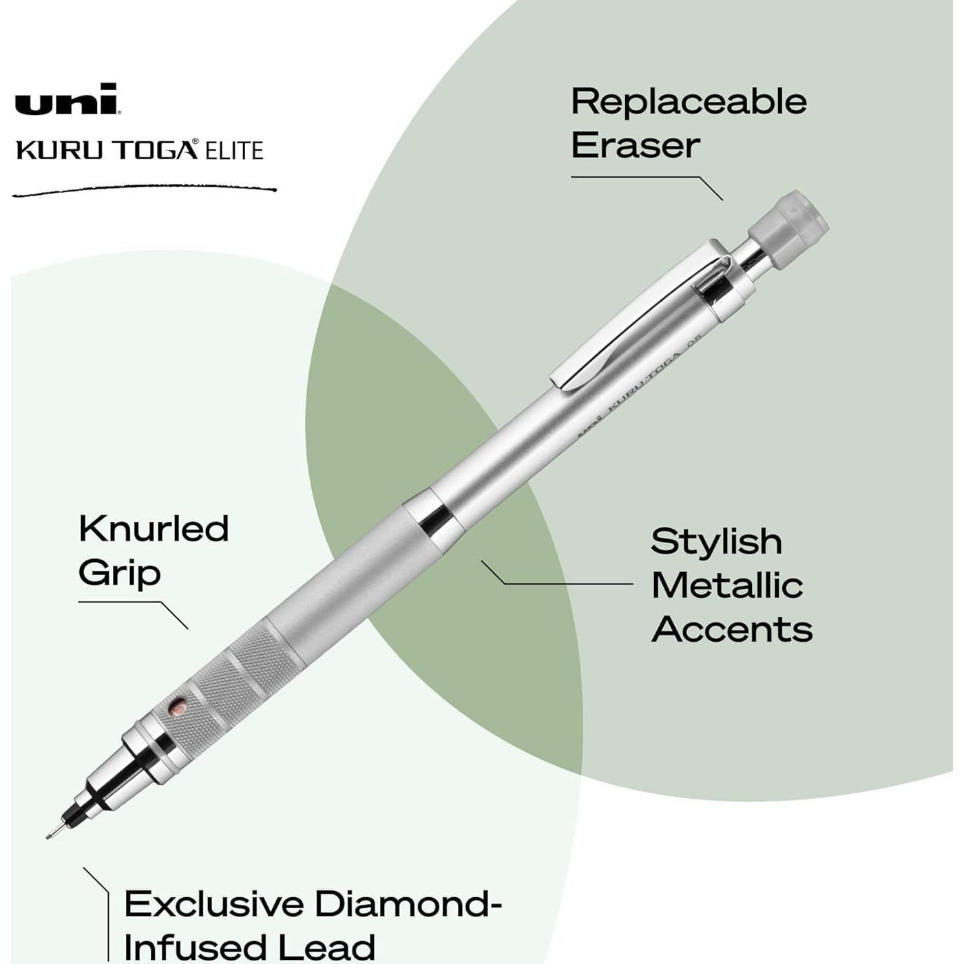 Lápiz Mecánico Uniball Kuru Toga Elite 0.5mm con 60 Recargas