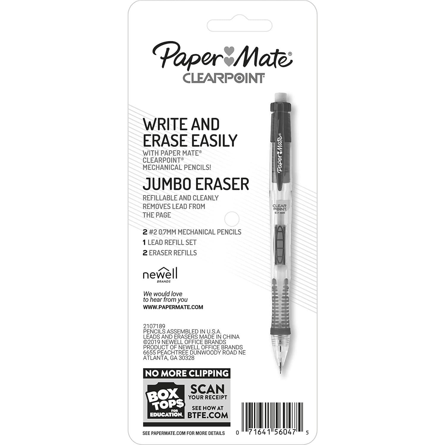 Lápices Mecánicos Paper Mate Clearpoint 0.7mm HB - 2 Piezas