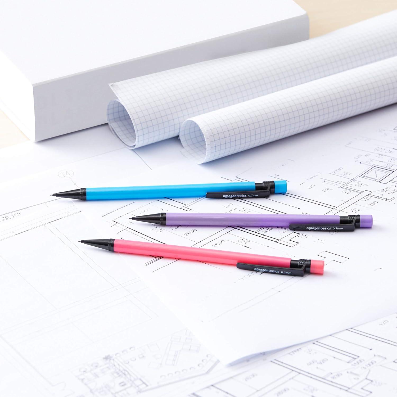 Lápices Mecánicos Amazon Basics 0.7mm Multicolor Paquete 48