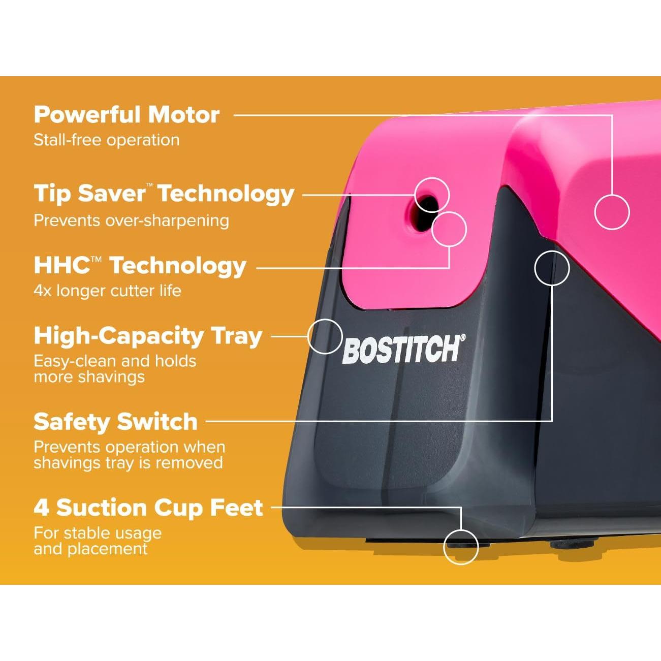 Sacapuntas eléctrico Bostitch BPS4-PINK, rosa, 4x vida cortador