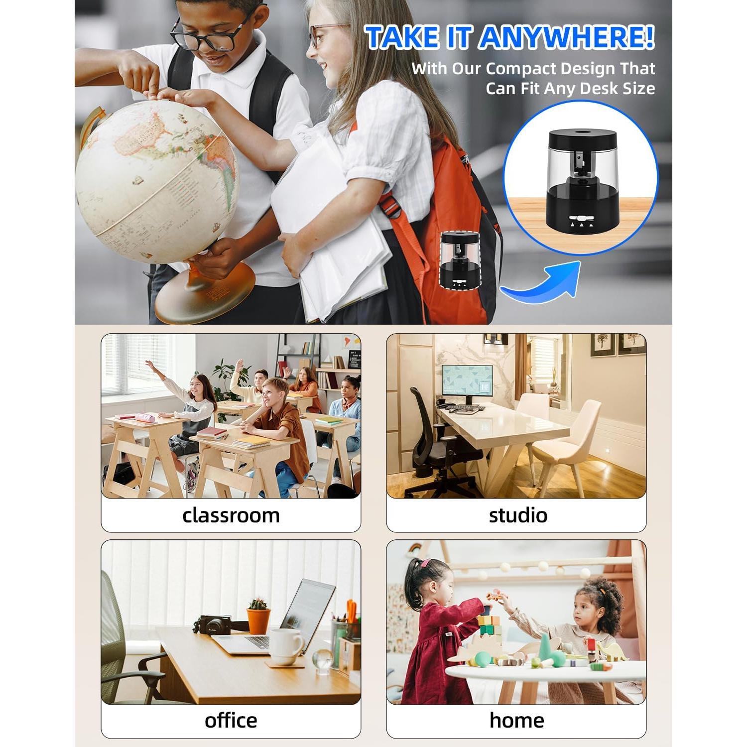 Afilador Eléctrico de Lápices ZMOL Negro 6-8mm Automático