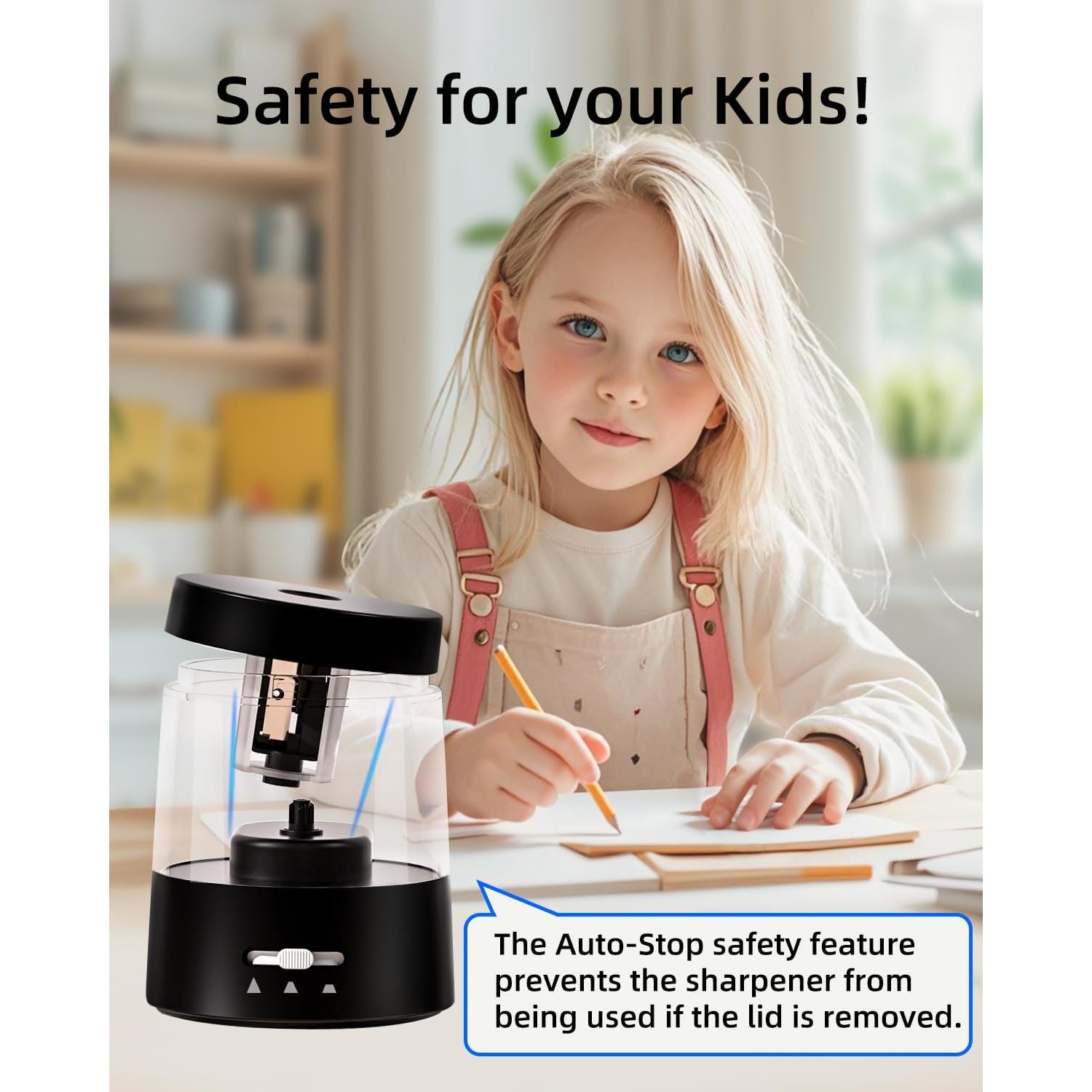 Afilador Eléctrico de Lápices ZMOL Negro 6-8mm Automático