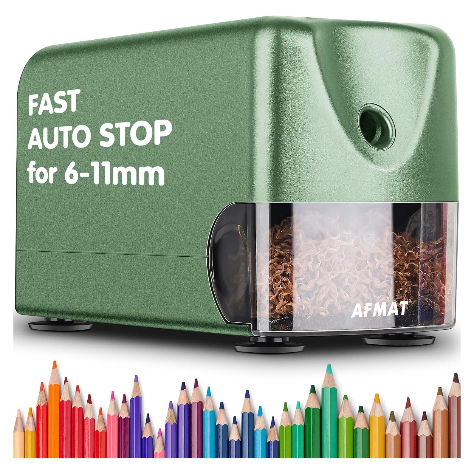 Afilador Eléctrico de Lápices AFMAT Verde 6-11mm Automático