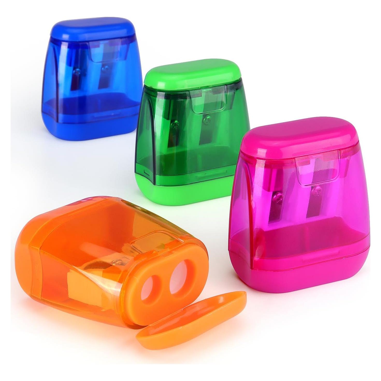 Paquete de 4 Sacapuntas Doble Agujero Hutou - Colores Variados