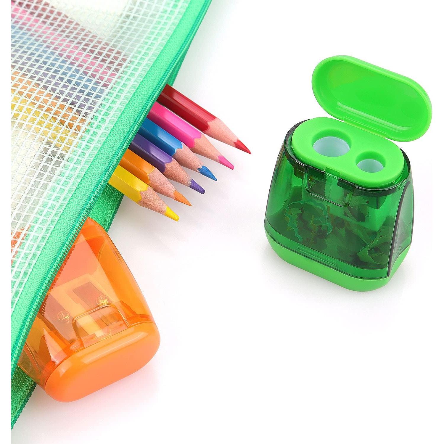 Paquete de 4 Sacapuntas Doble Agujero Hutou - Colores Variados