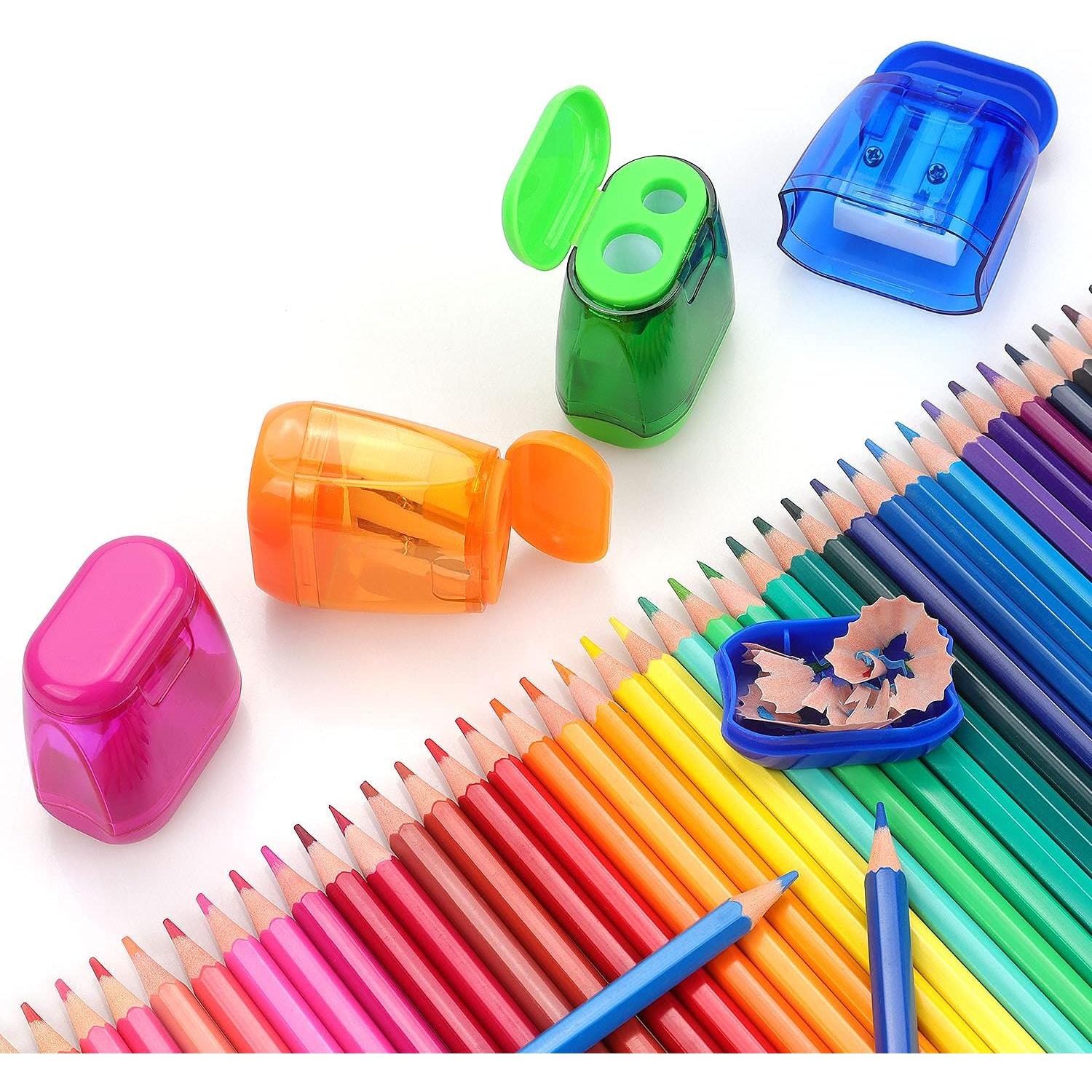 Paquete de 4 Sacapuntas Doble Agujero Hutou - Colores Variados