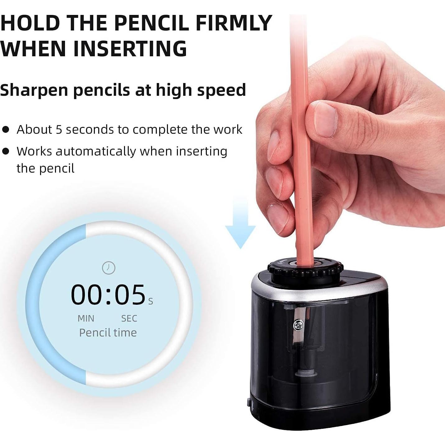 Sacapuntas Eléctrico Aogwat Negro, Afila Lápices Rápido
