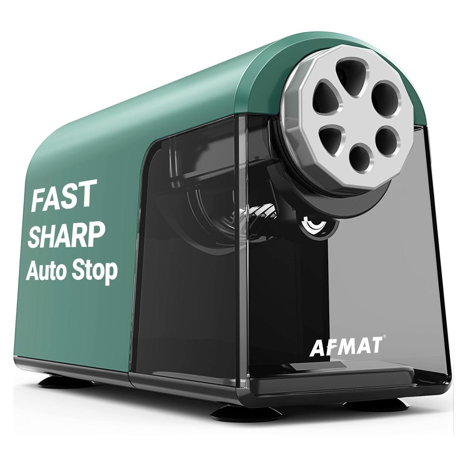 Sacapuntas Eléctrico AFMAT Verde 6 Agujeros Ahorra Lápices