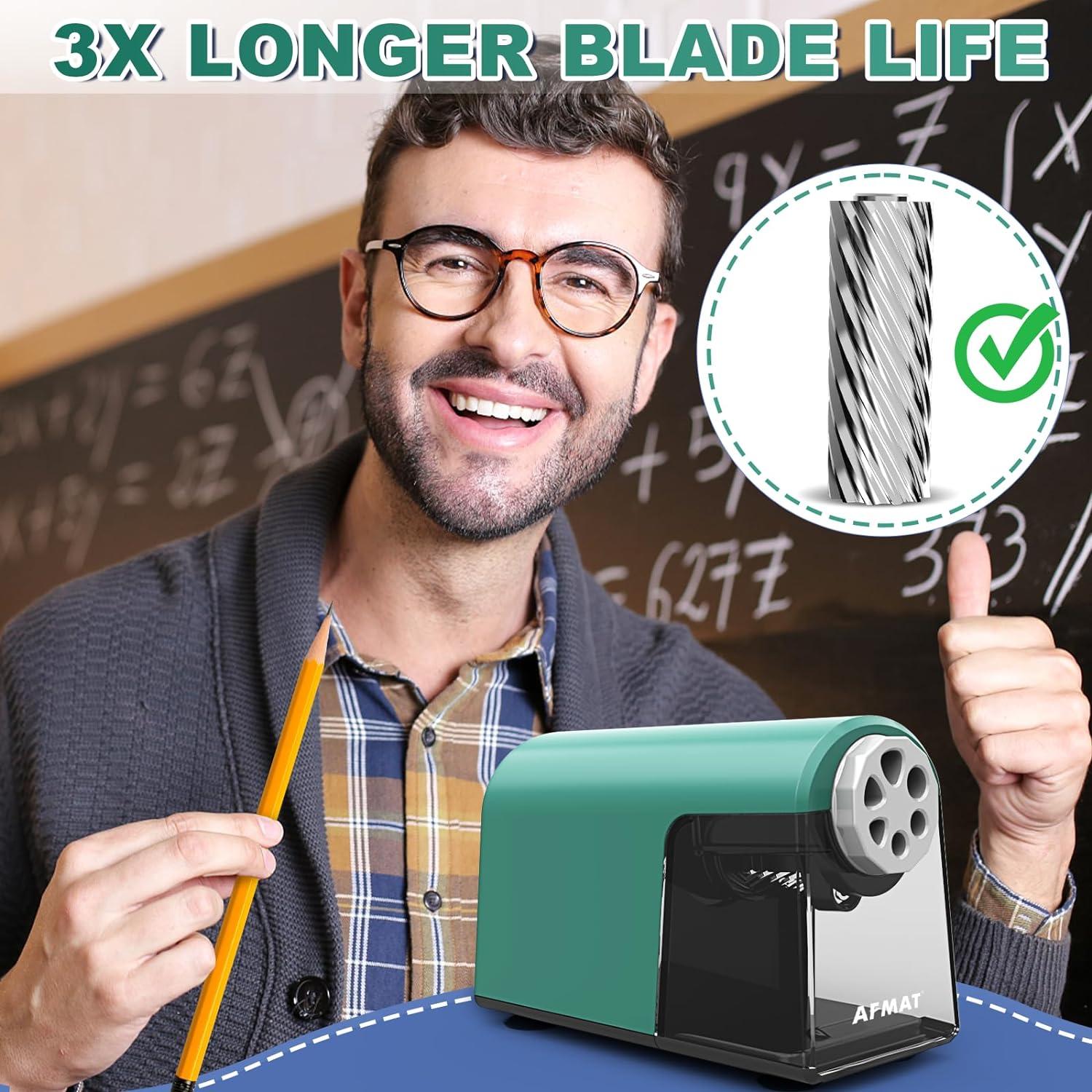 Sacapuntas Eléctrico AFMAT Verde 6 Agujeros Ahorra Lápices