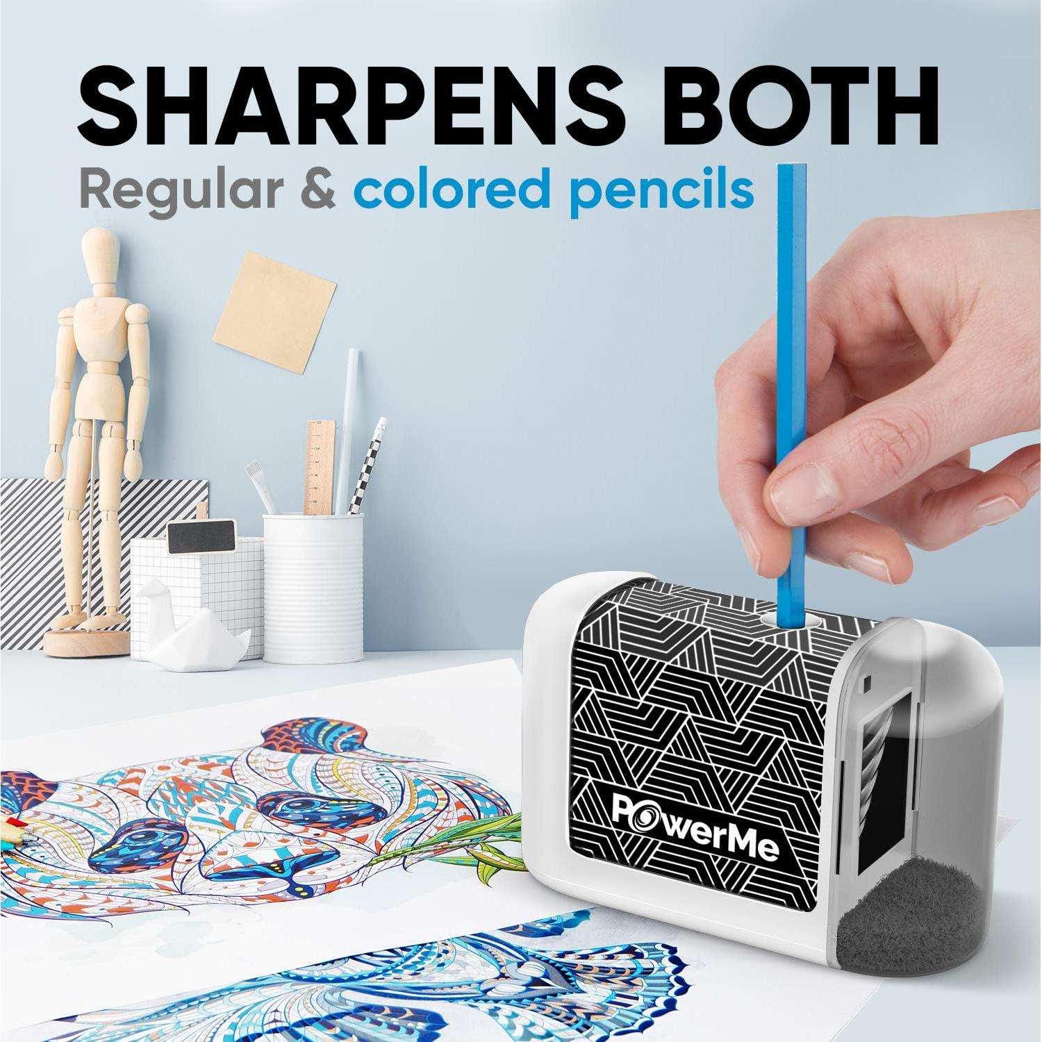 Sacapuntas Eléctrico PowerMe - A Batería, Ideal para Niños y Oficina