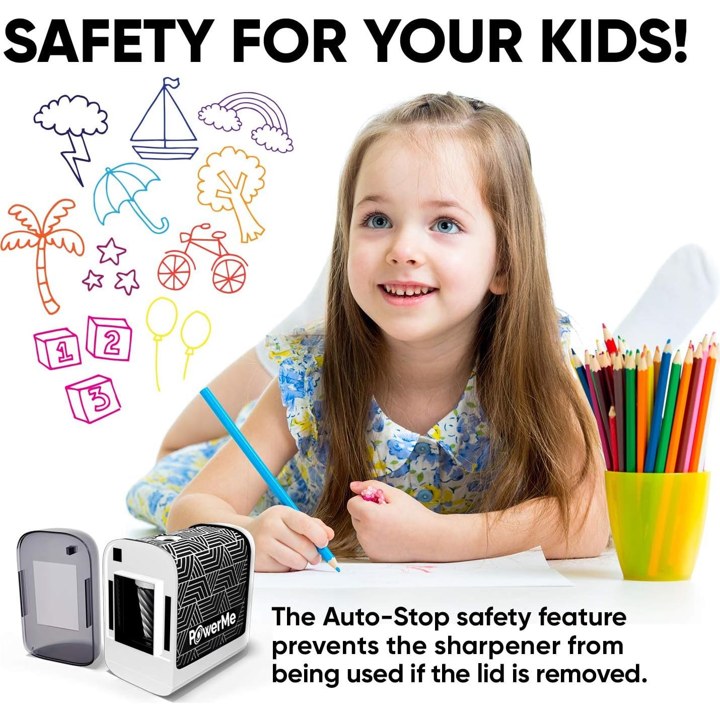 Sacapuntas Eléctrico PowerMe - A Batería, Ideal para Niños y Oficina