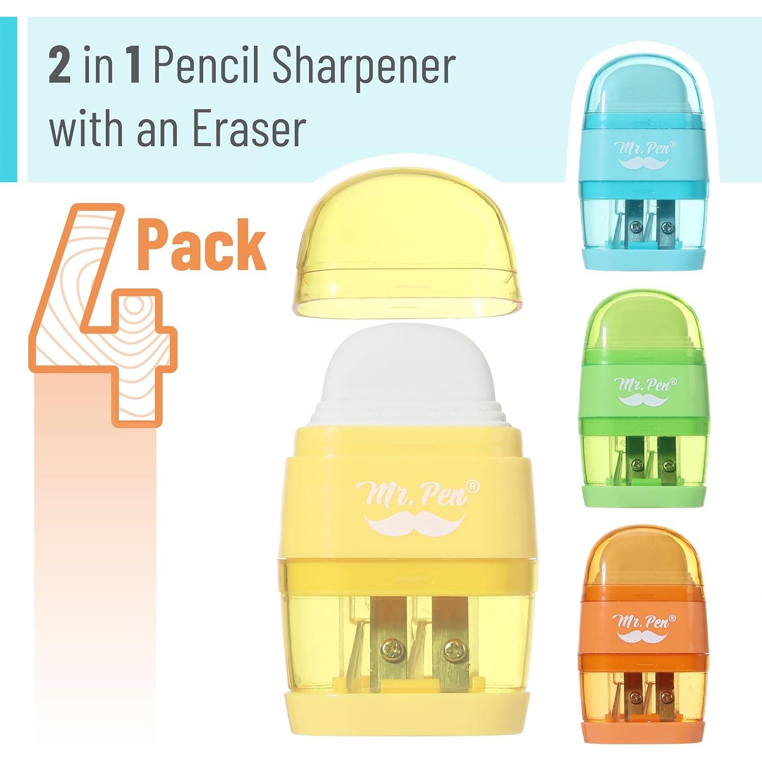 Set de Sacapuntas y Borrador Mr. Pen - 4 Piezas Coloridas