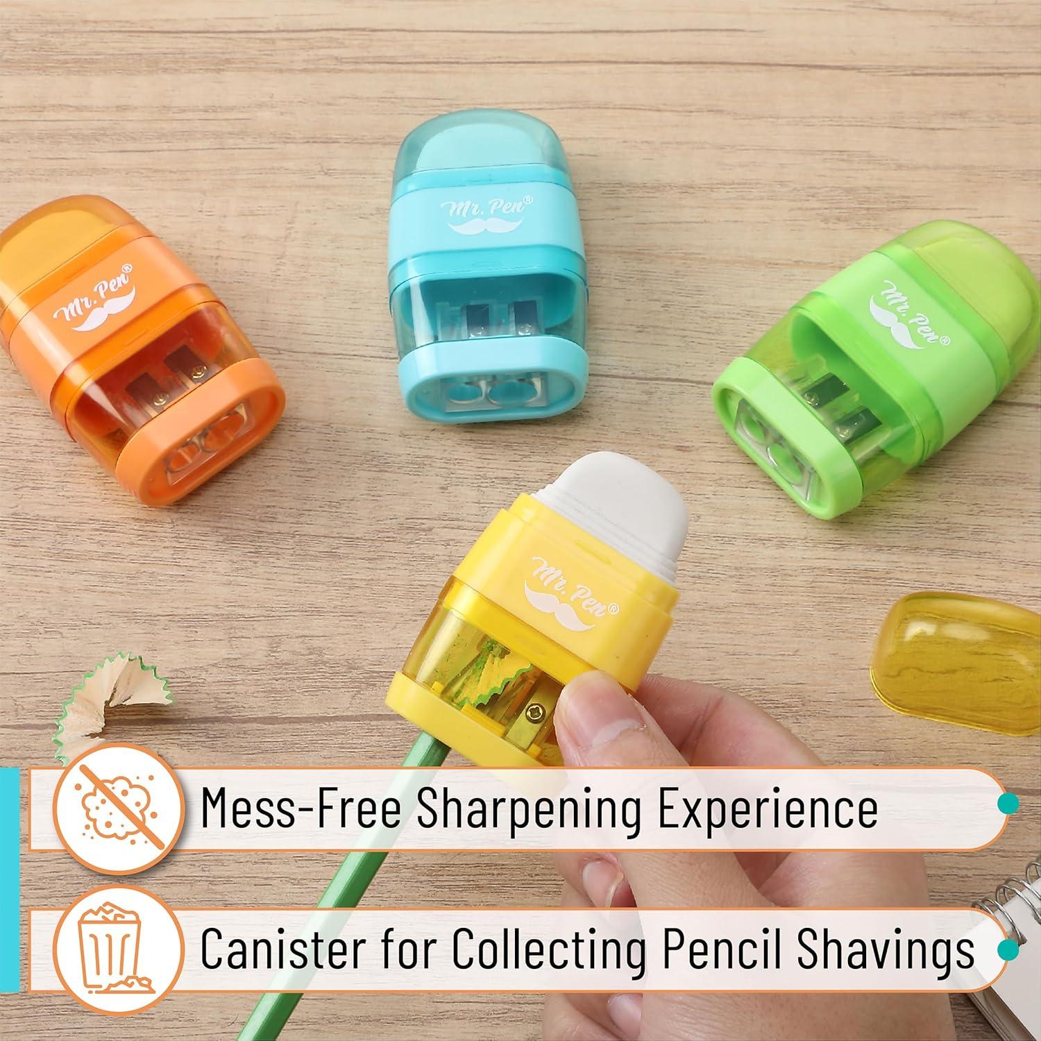 Set de Sacapuntas y Borrador Mr. Pen - 4 Piezas Coloridas