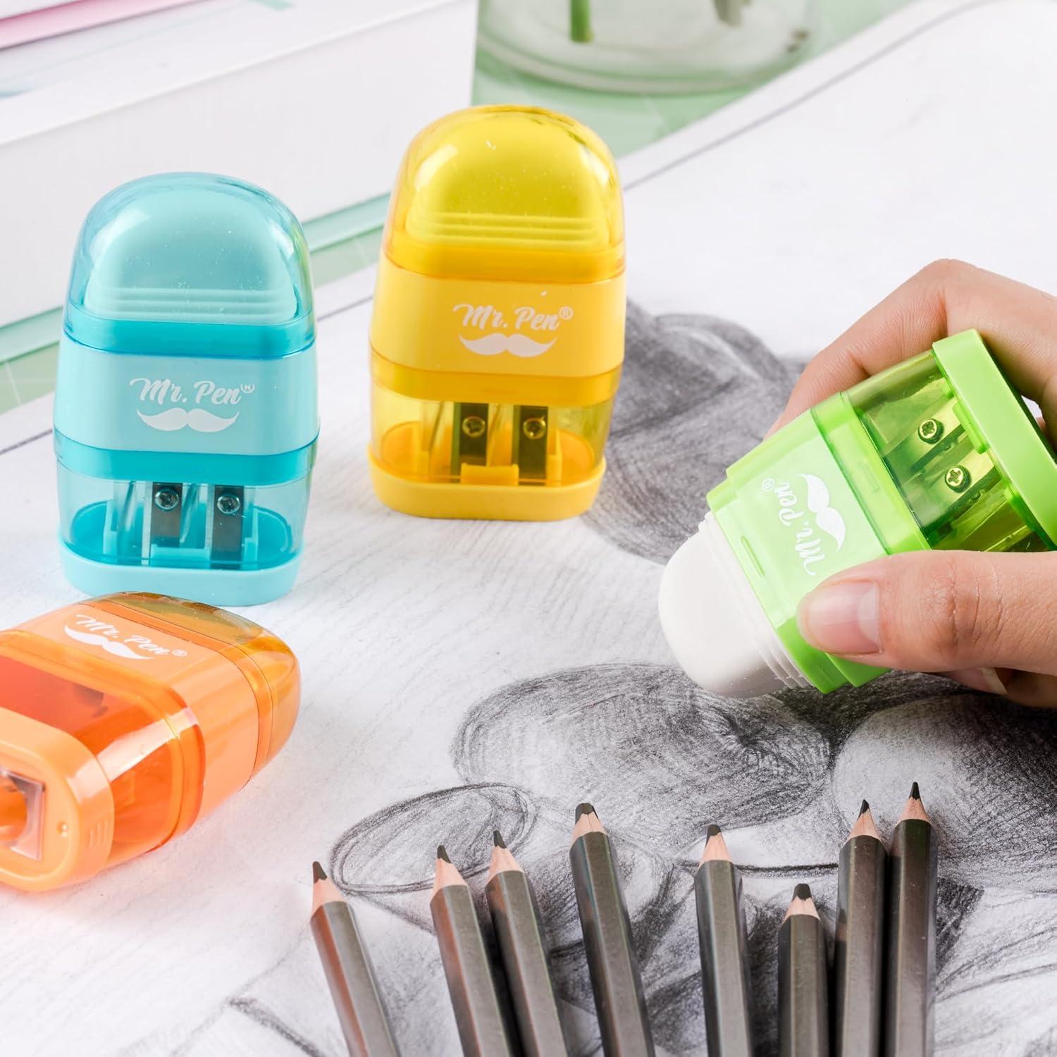 Set de Sacapuntas y Borrador Mr. Pen - 4 Piezas Coloridas