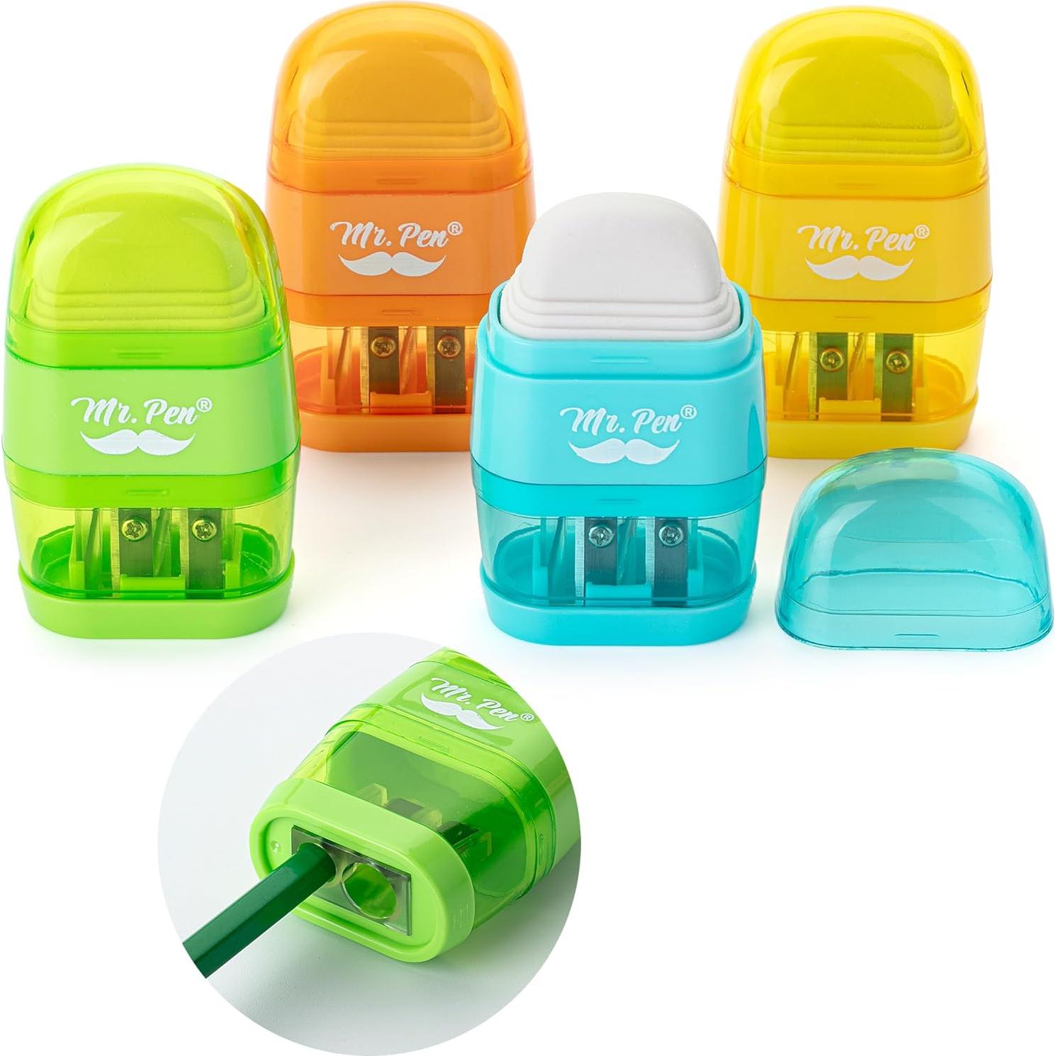 Set de Sacapuntas y Borrador Mr. Pen - 4 Piezas Coloridas