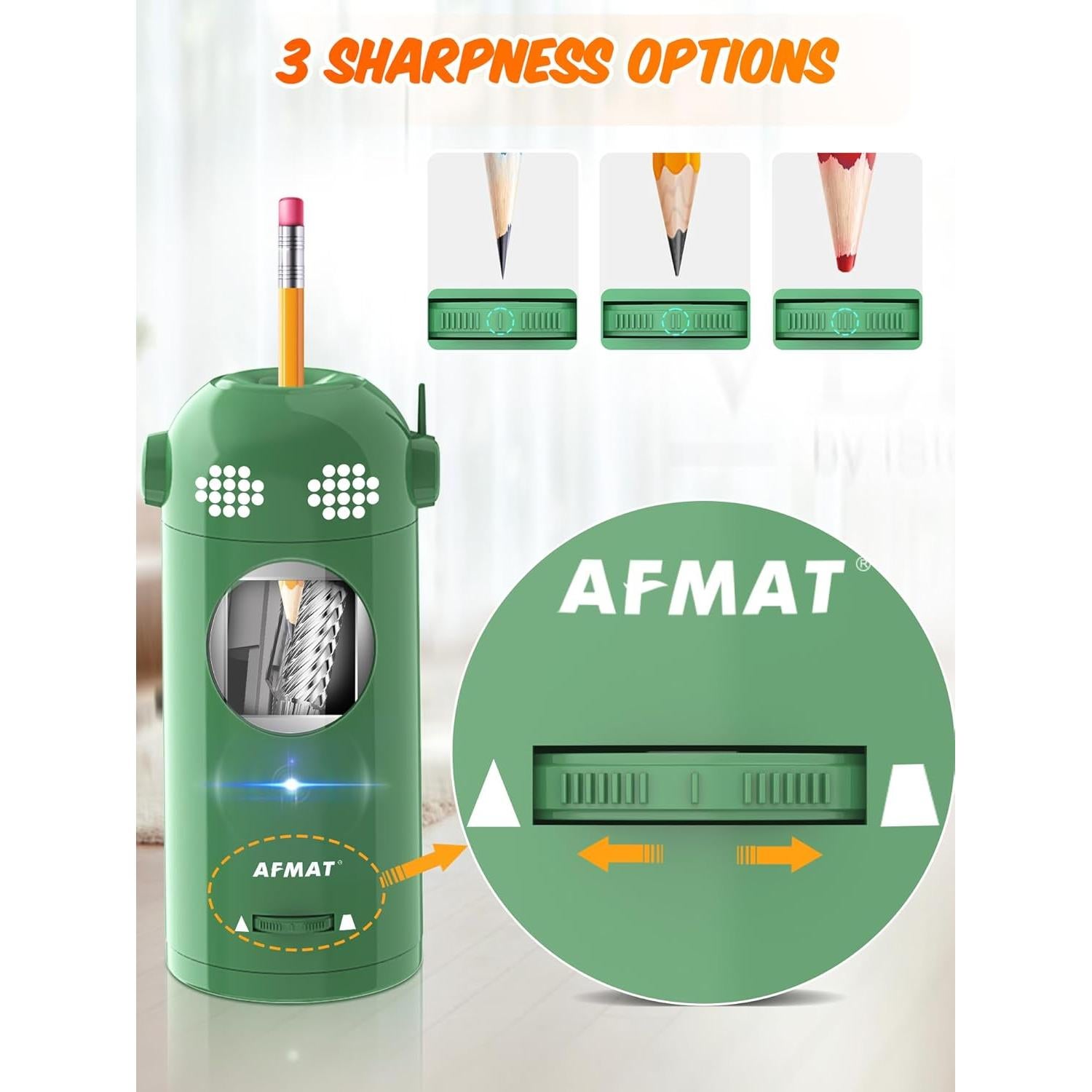 Sacapuntas Eléctrico Automático AFMAT Verde 7-11.5mm