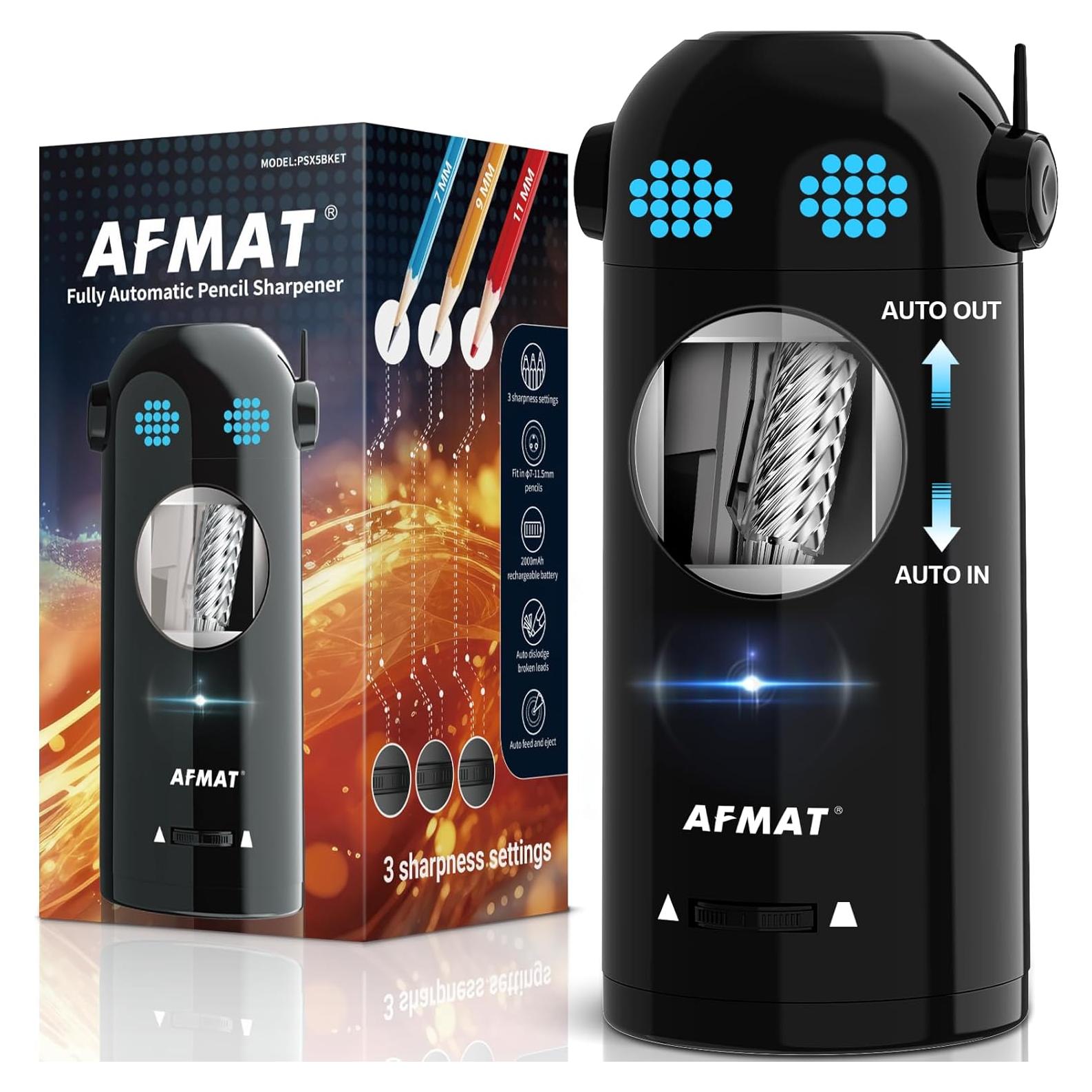 Sacapuntas Eléctrico Automático AFMAT Negro 7-11.5mm Recargable