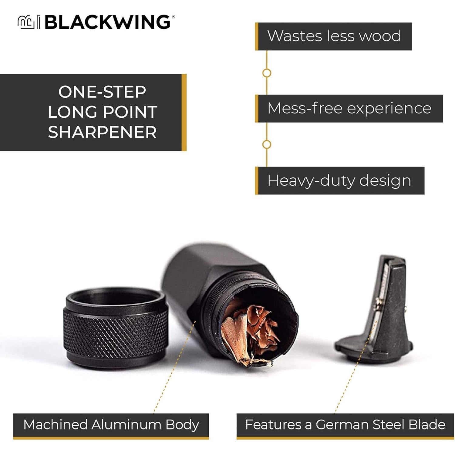 Afila Lápiz Blackwing Compacto de Punta Larga, Acero Alemán