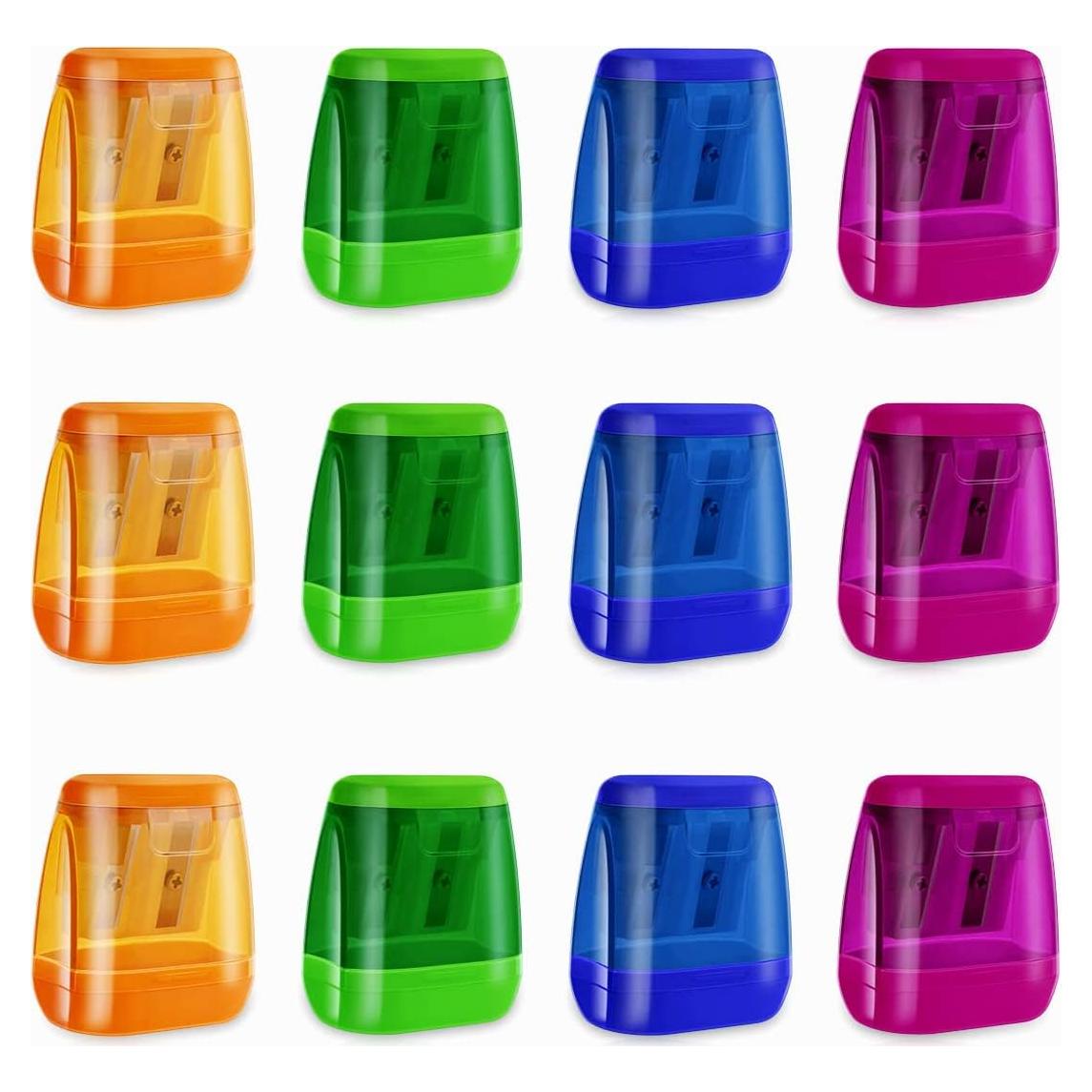 Set de 12 Sacapuntas Manuales Yuntop Doble Agujero Plástico