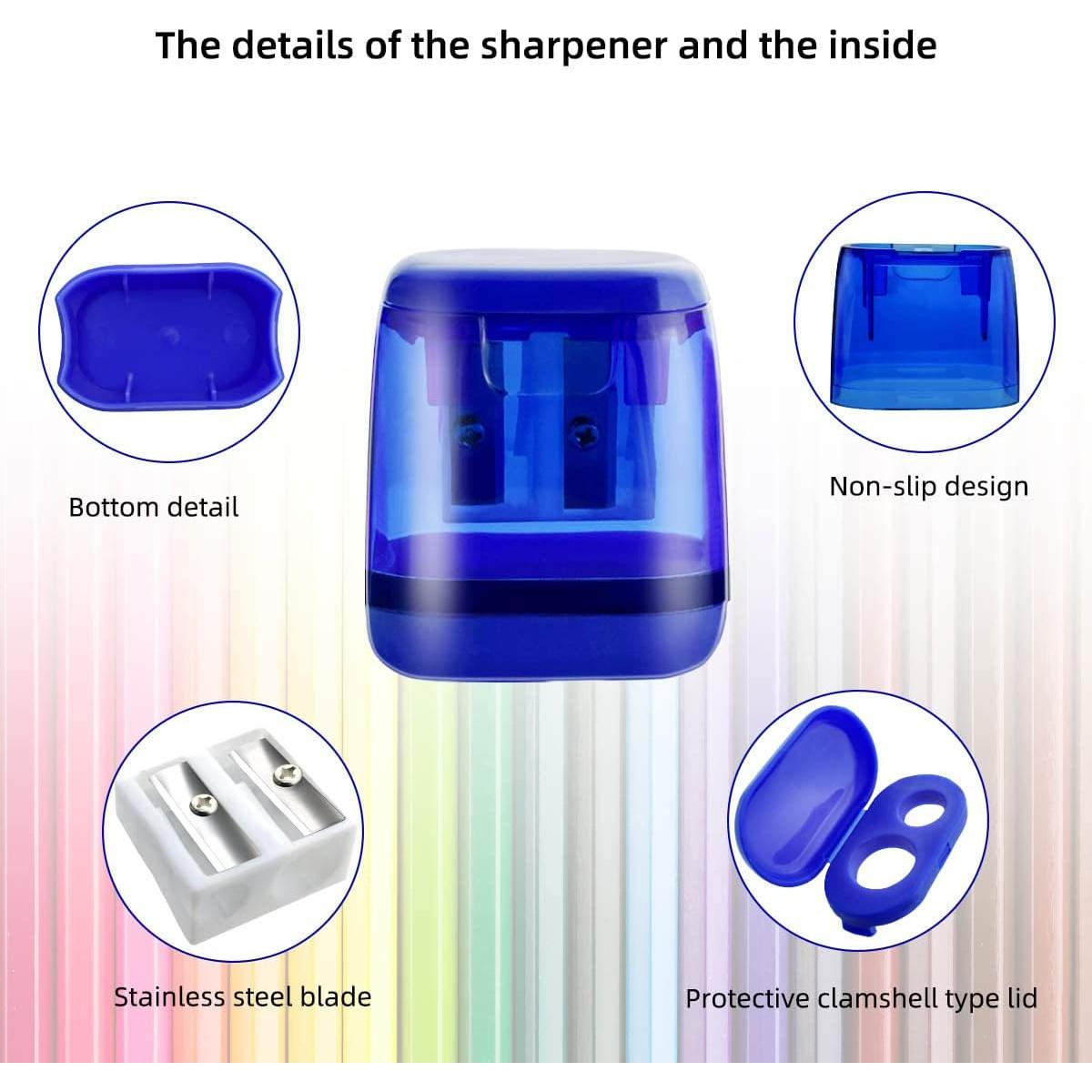 Set de 12 Sacapuntas Manuales Yuntop Doble Agujero Plástico