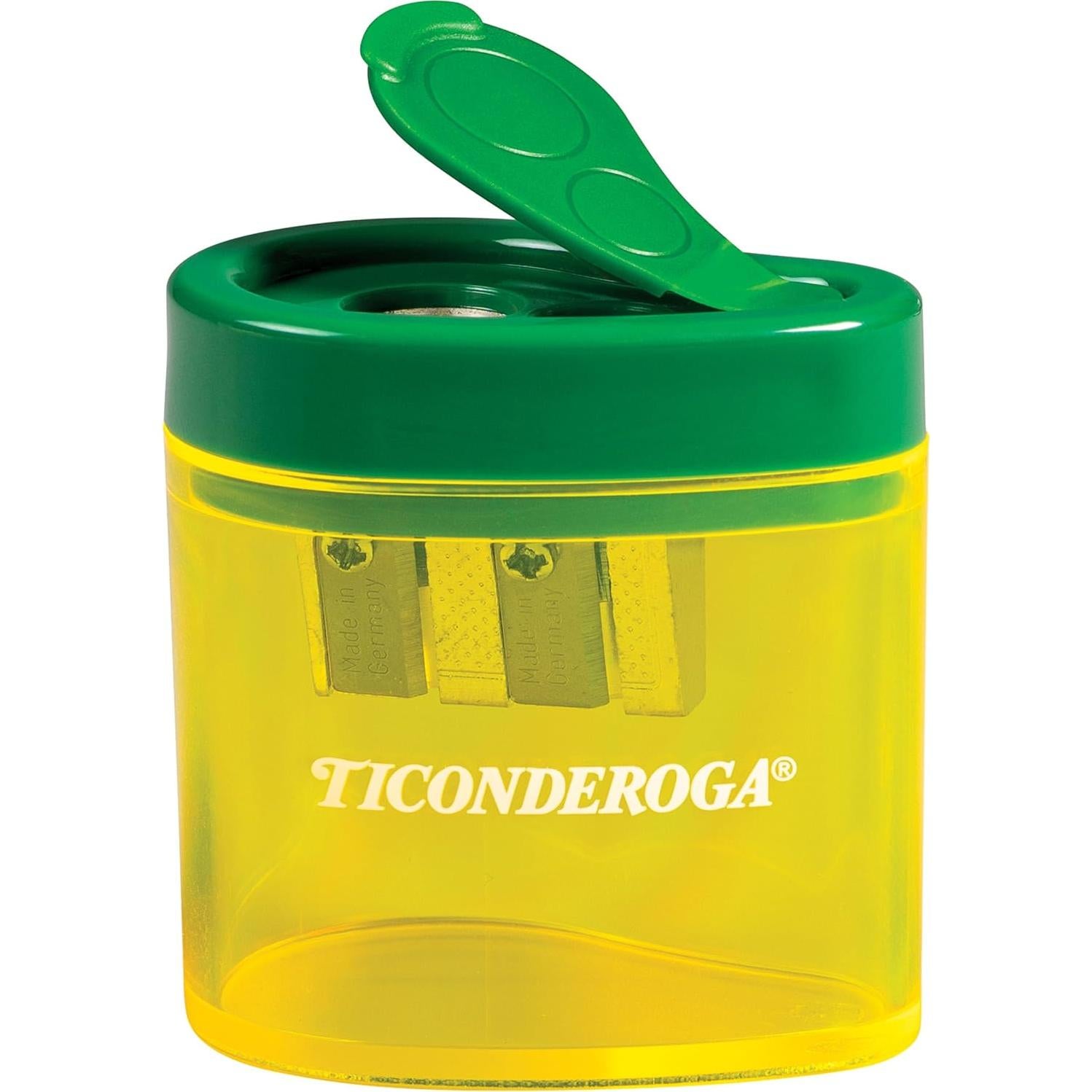 Sacapuntas Ticonderoga 2 Agujeros Amarillo Verde Ergonómico