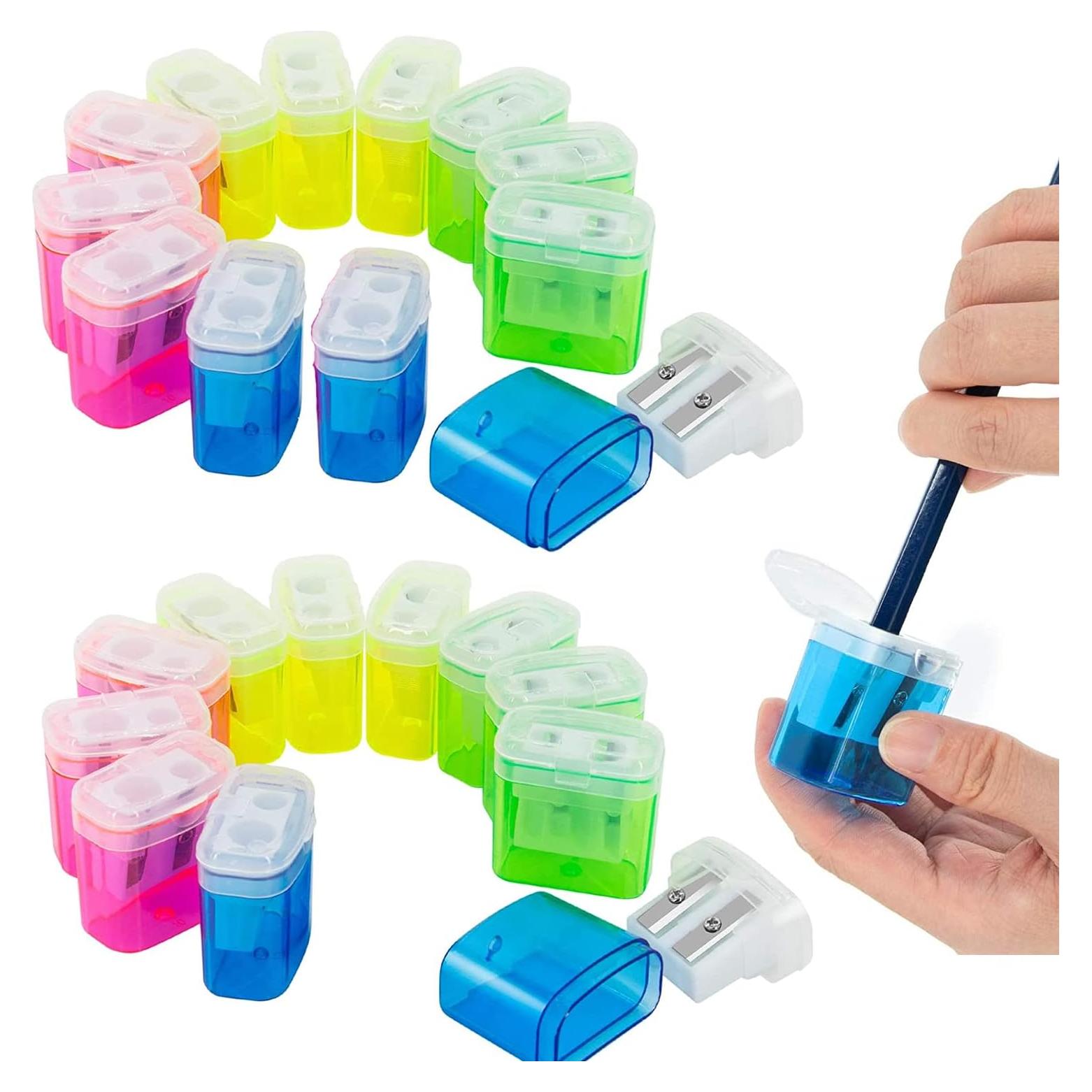 Sacapuntas Manual KIDMEN 24 Pcs 2 Agujeros para Niños